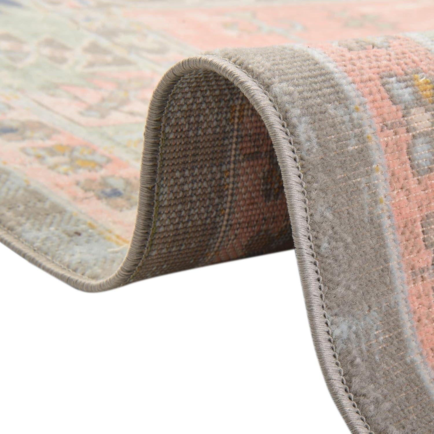 Unique Loom Whitney Collection Area Rug - Geneva (5' 3" Round Pink/Blue)