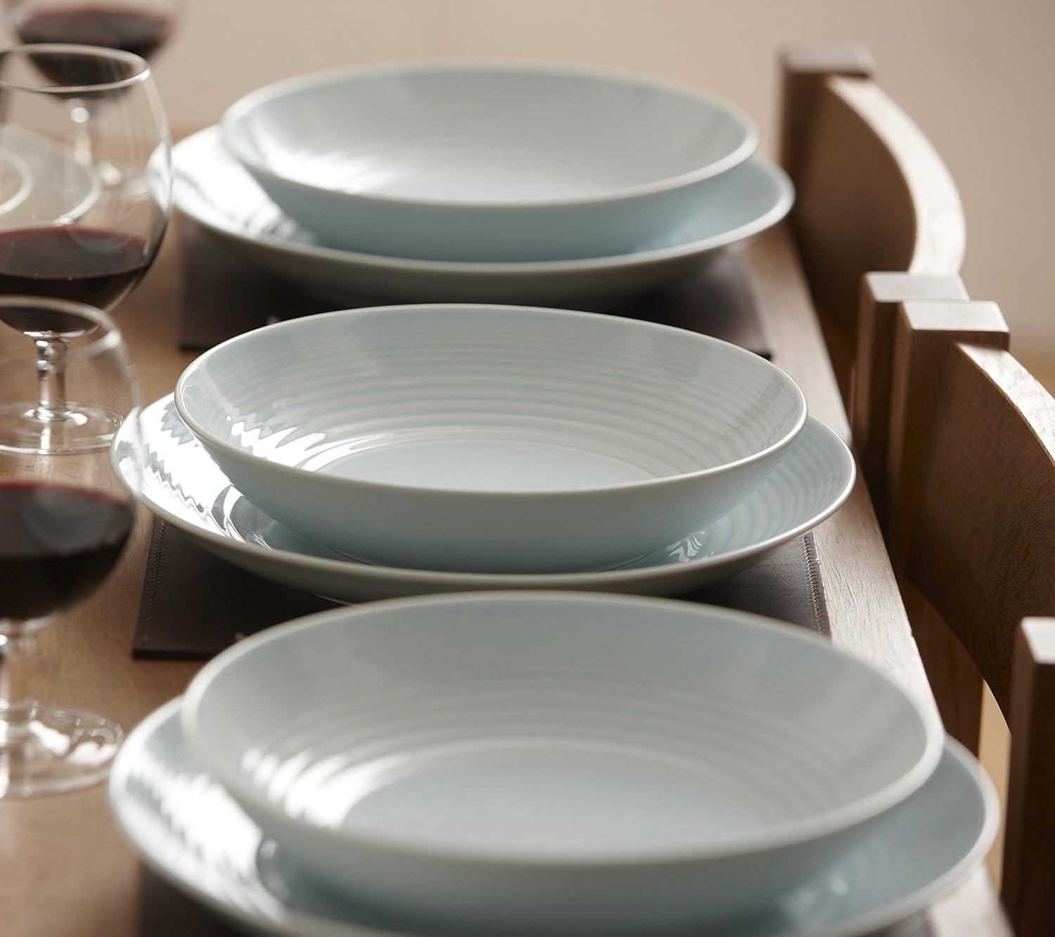 Gordon Ramsay Maze Glossy Blue Ceramic 16-Piece Dinnerware Set
