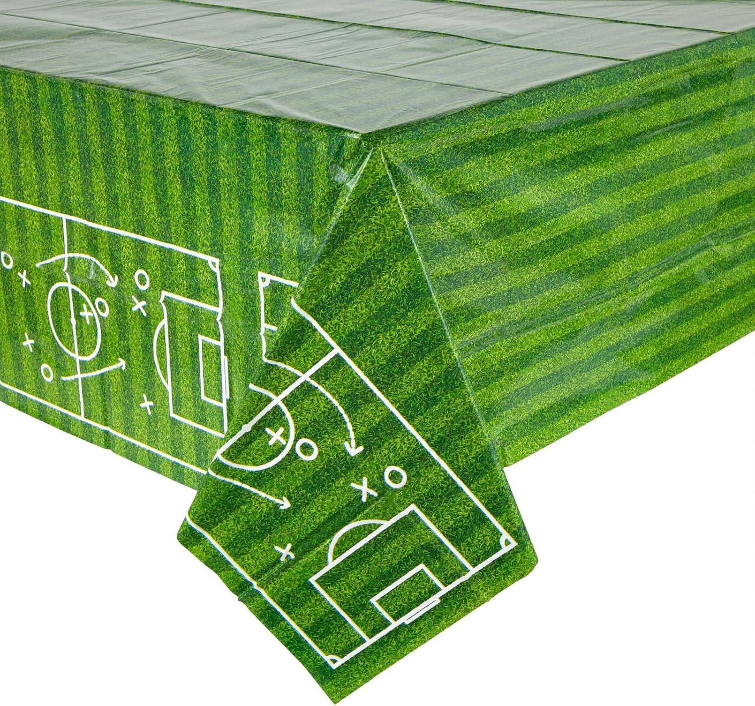 Blue Panda 3 Pack Grass Table Cloth, Sports Themed Birthday Party Supplies, 54x108 in