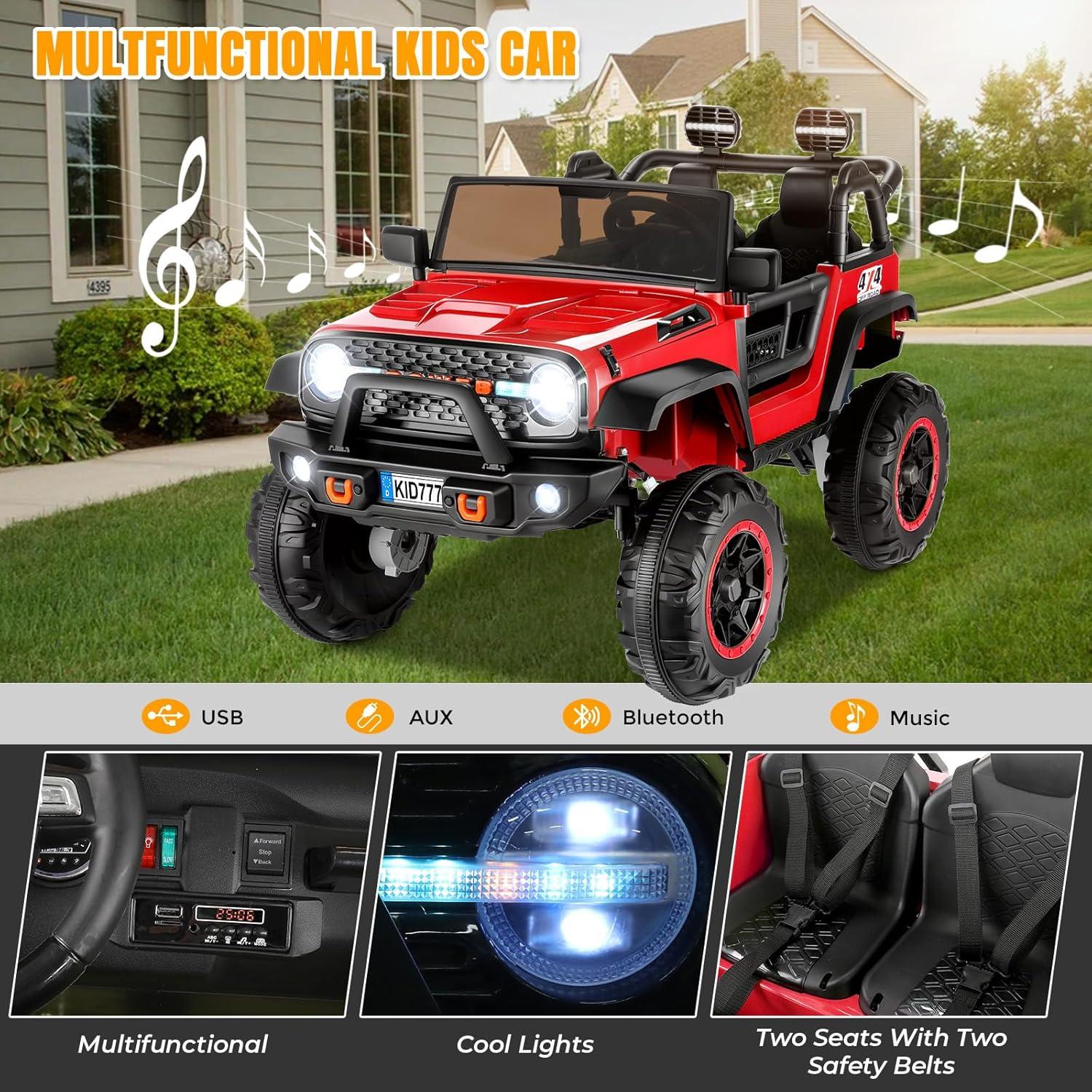 𝐆-𝐲𝐢𝐧𝐠 4WD 2 Seater Kids Ride on Car with Remote Control, 24V Electric Kids Jeep Vehicle Toys w/Bluetooth, MP3, USB, Music, Volume Adjustment, Light control & Power Display For Kids Age3