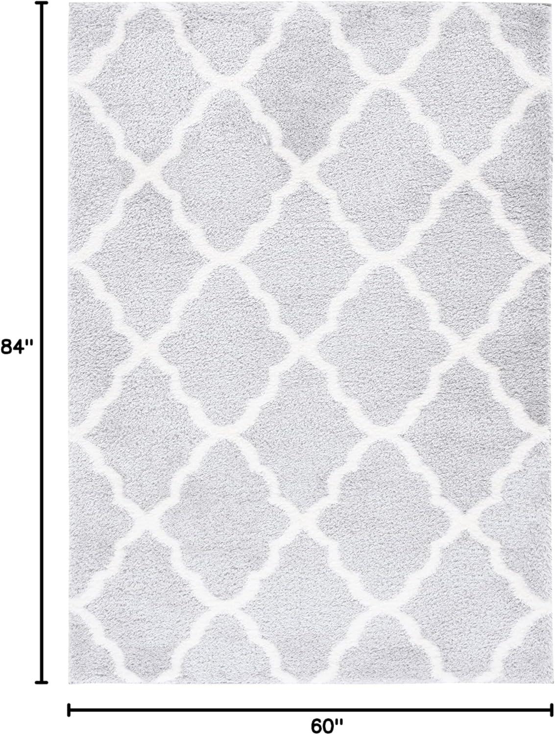 Tahoe Shag THO675 Power Loomed Indoor Area Rug - Light Grey/White - 5'x7' - Safavieh