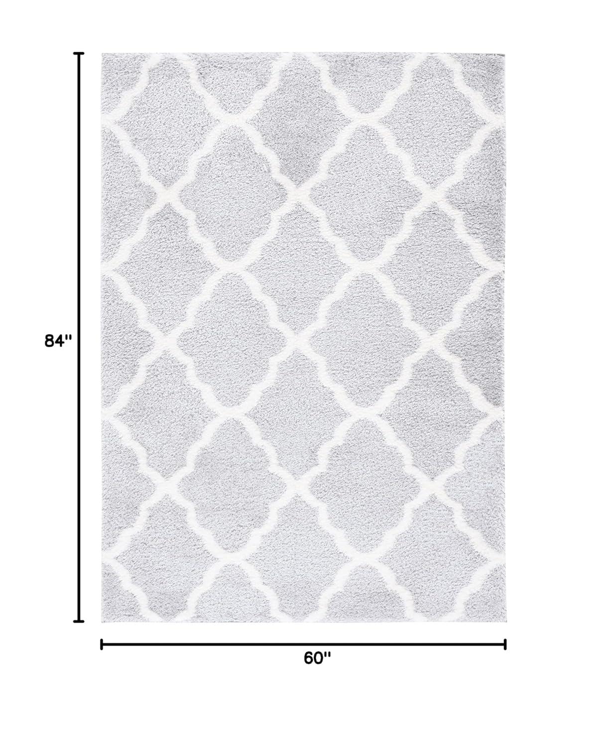 Tahoe Shag THO675 Power Loomed Indoor Area Rug - Light Grey/White - 5'x7' - Safavieh