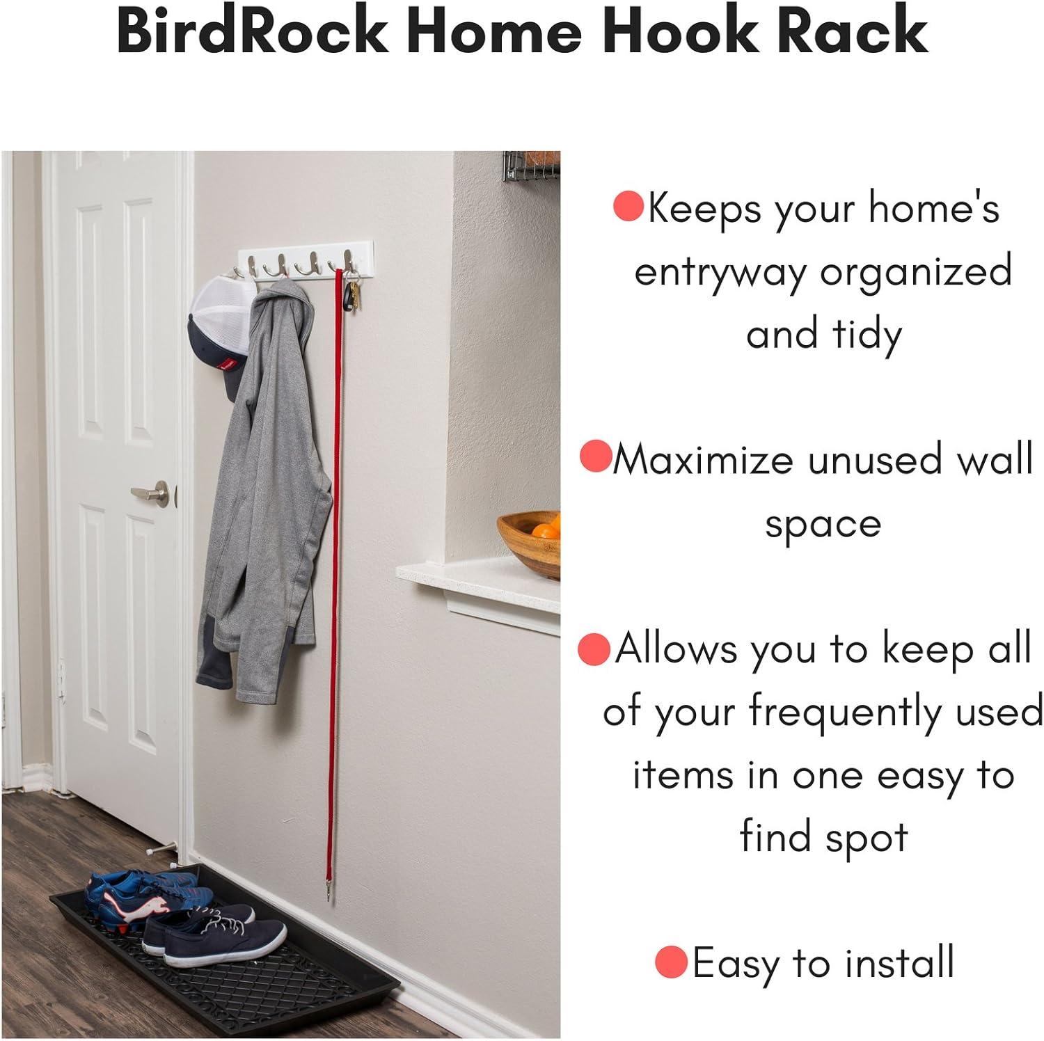 BirdRock Home Dual Hook Coat and Hat Rack - 4 Dual Hooks