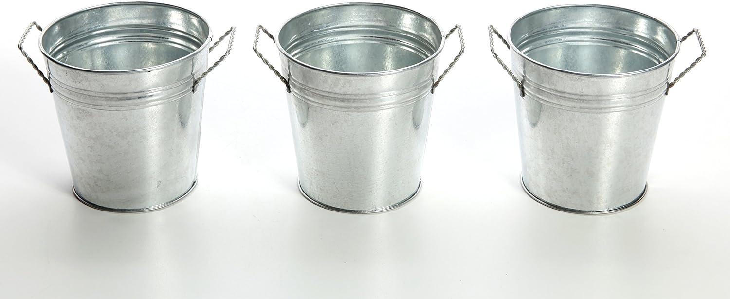 Hosley 3 pack of Galvanized Planters - 5 Inch Diameter