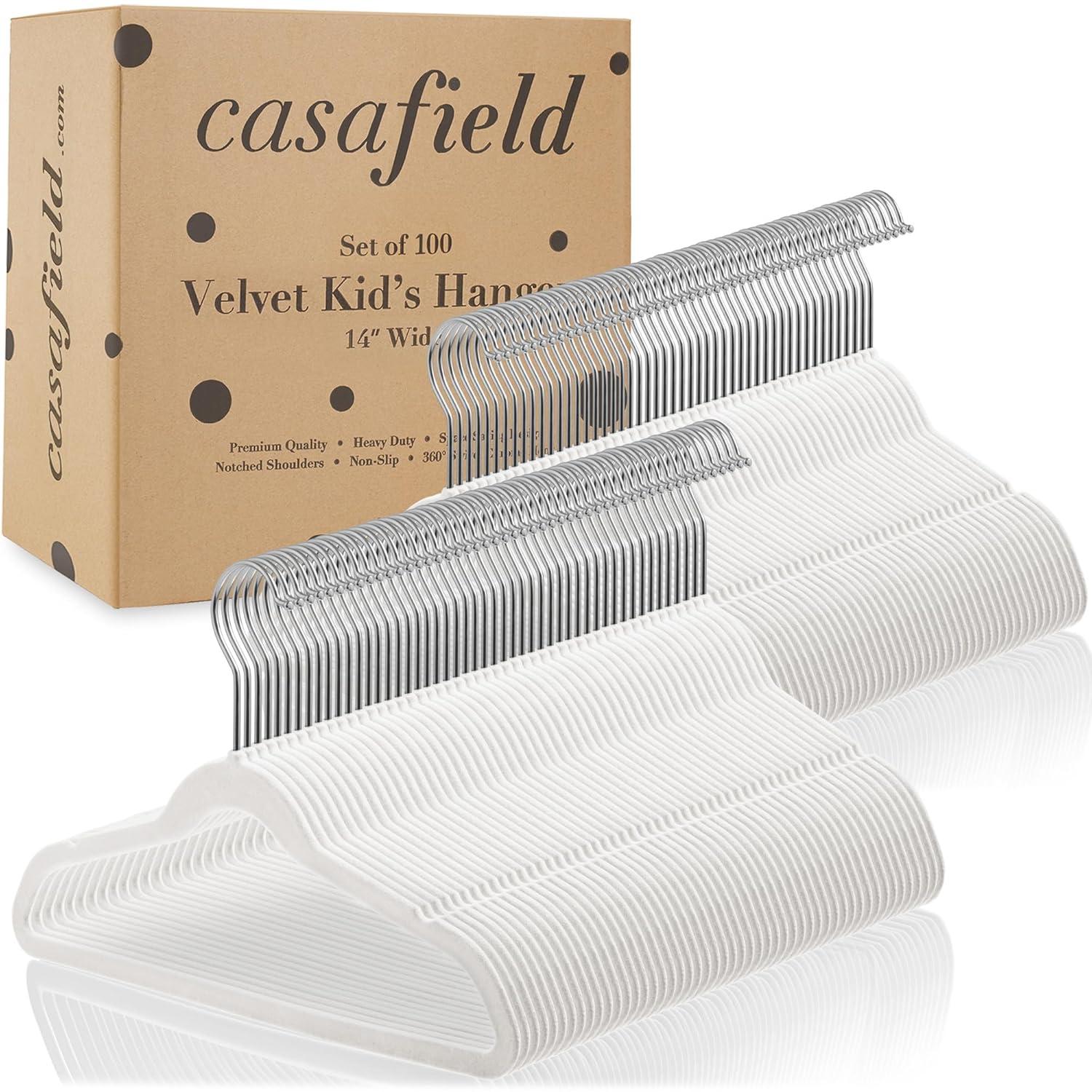 Casafield 14" Velvet Non-Slip Children’s Clothing Hangers (Set of 100)