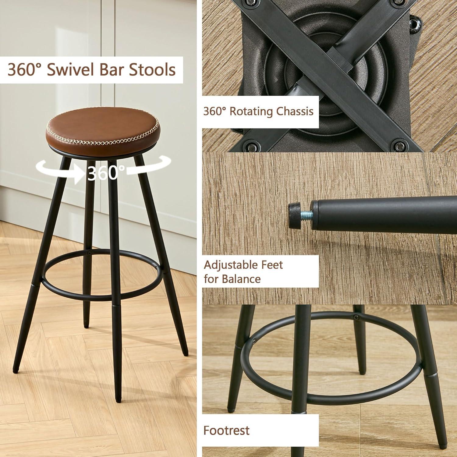 Swivel Backless Counter Height Bar Stools(Set of 2)