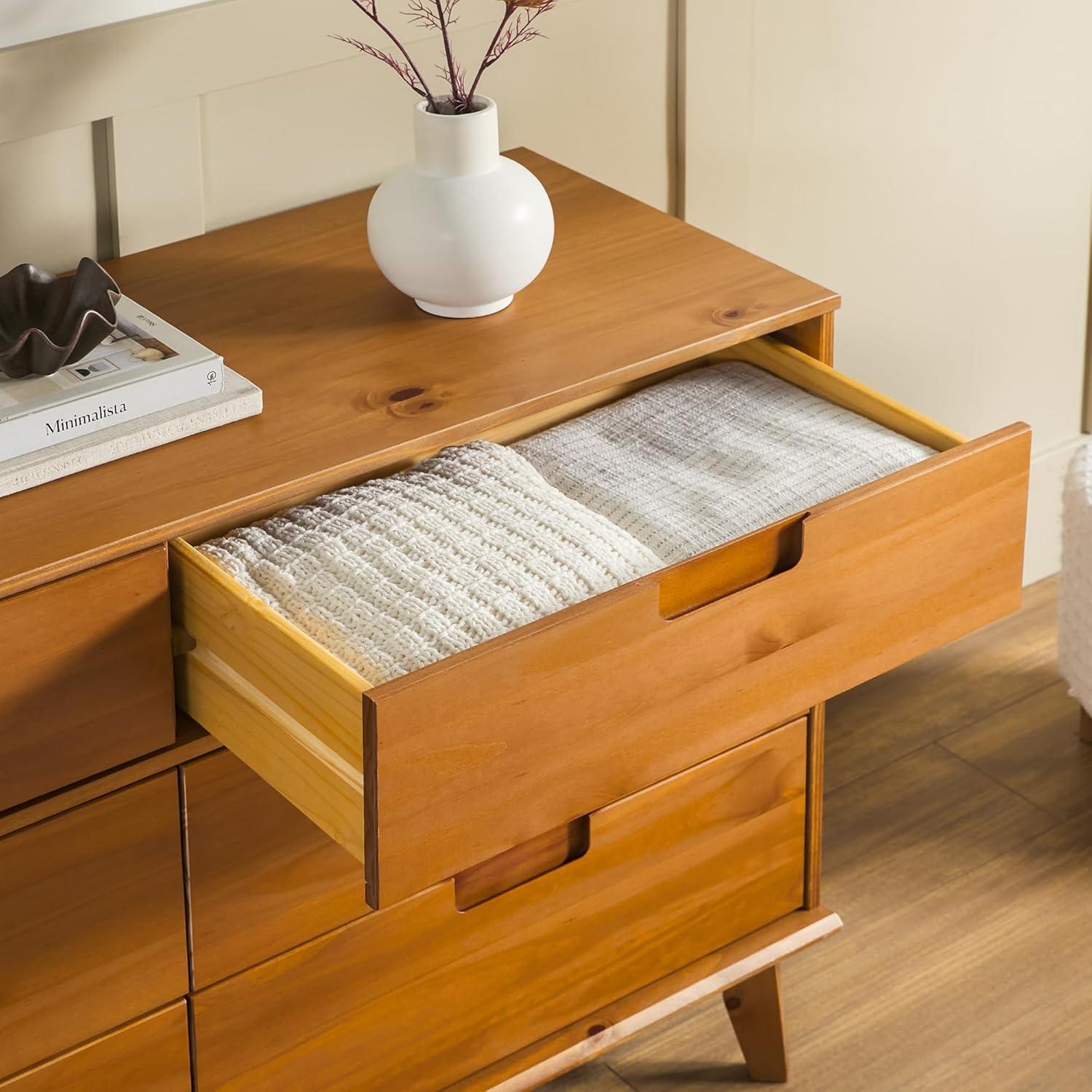 Walker Edison Sonoma 6-Drawer Solid Wood Caramel Dresser