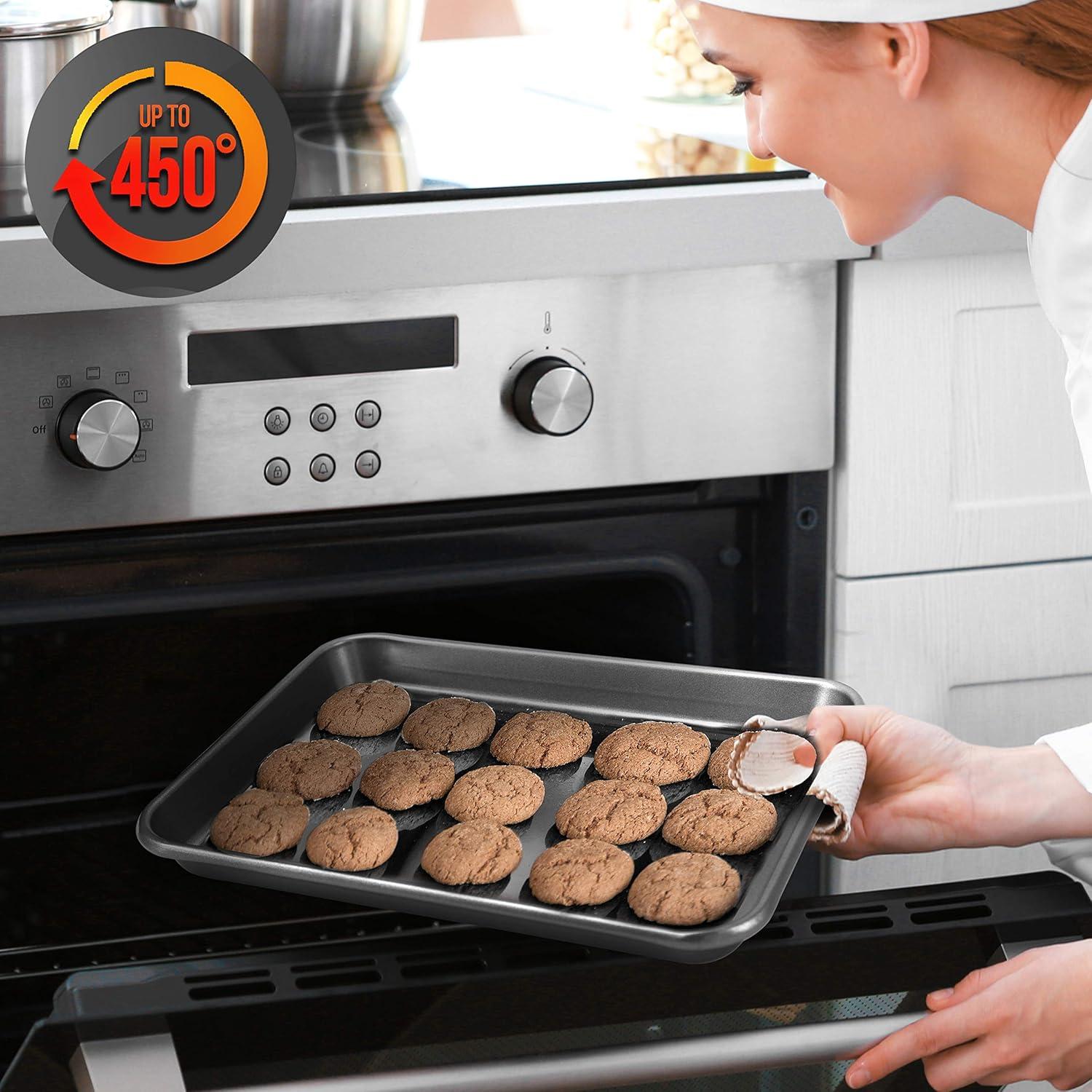 NutriChef Nonstick Cookie Sheet Baking Pan 2-Pc. Professional Quality Cooking Non-Stick Bake Trays