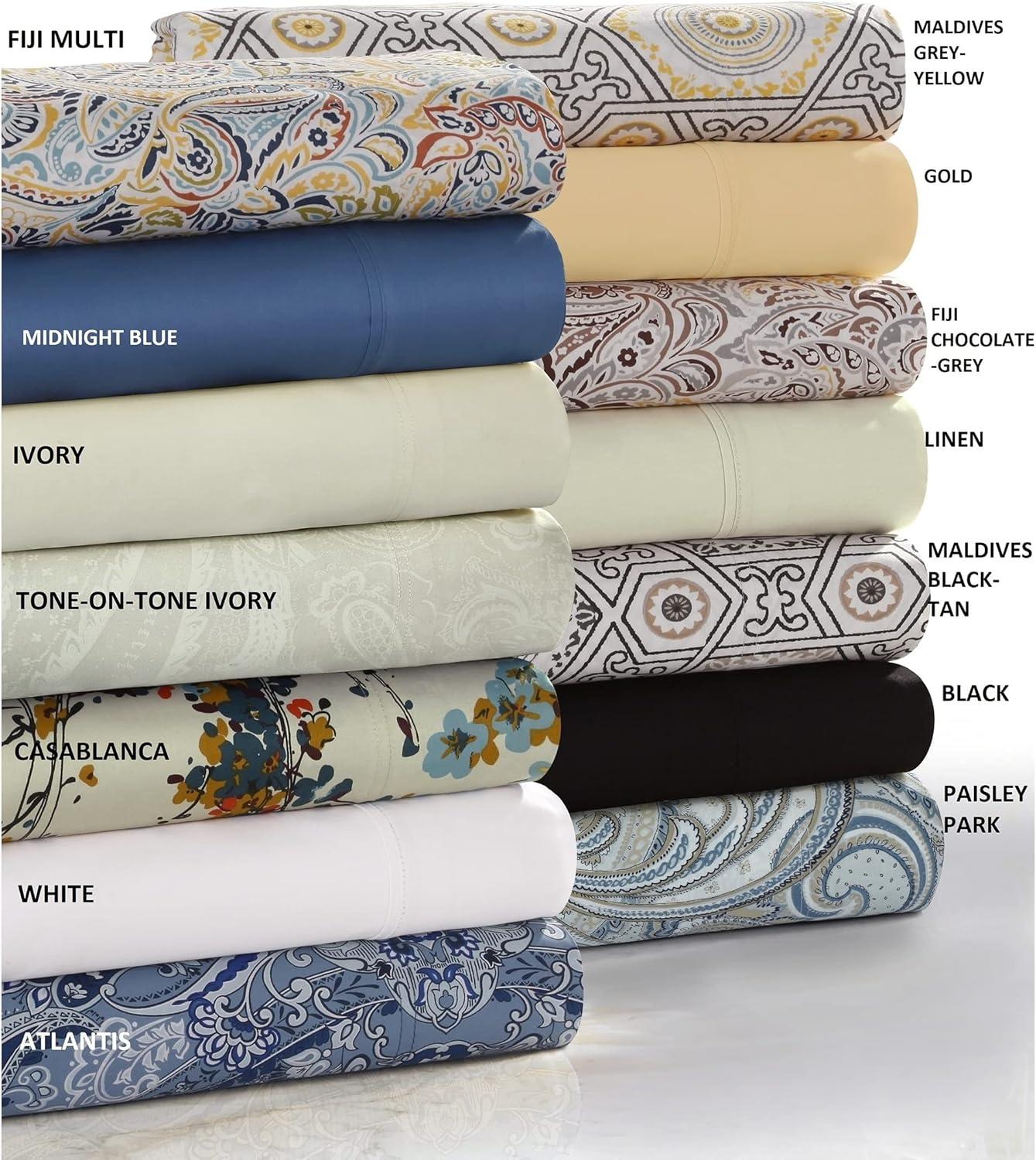 100% Cotton Sateen Paisley Sheet Set