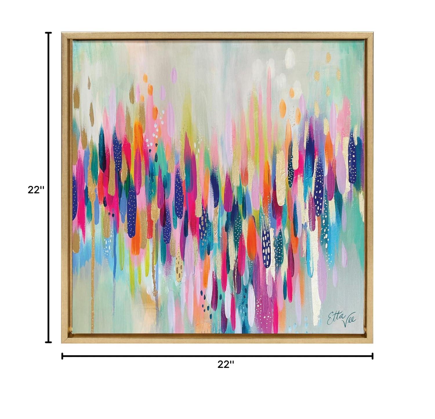 Kate & Laurel All Things Decor 22"x22" Sylvie Brushstroke 154 Framed Wall Art by EttaVee Bright Gold Modern Abstract Colorful Fun Wall Art