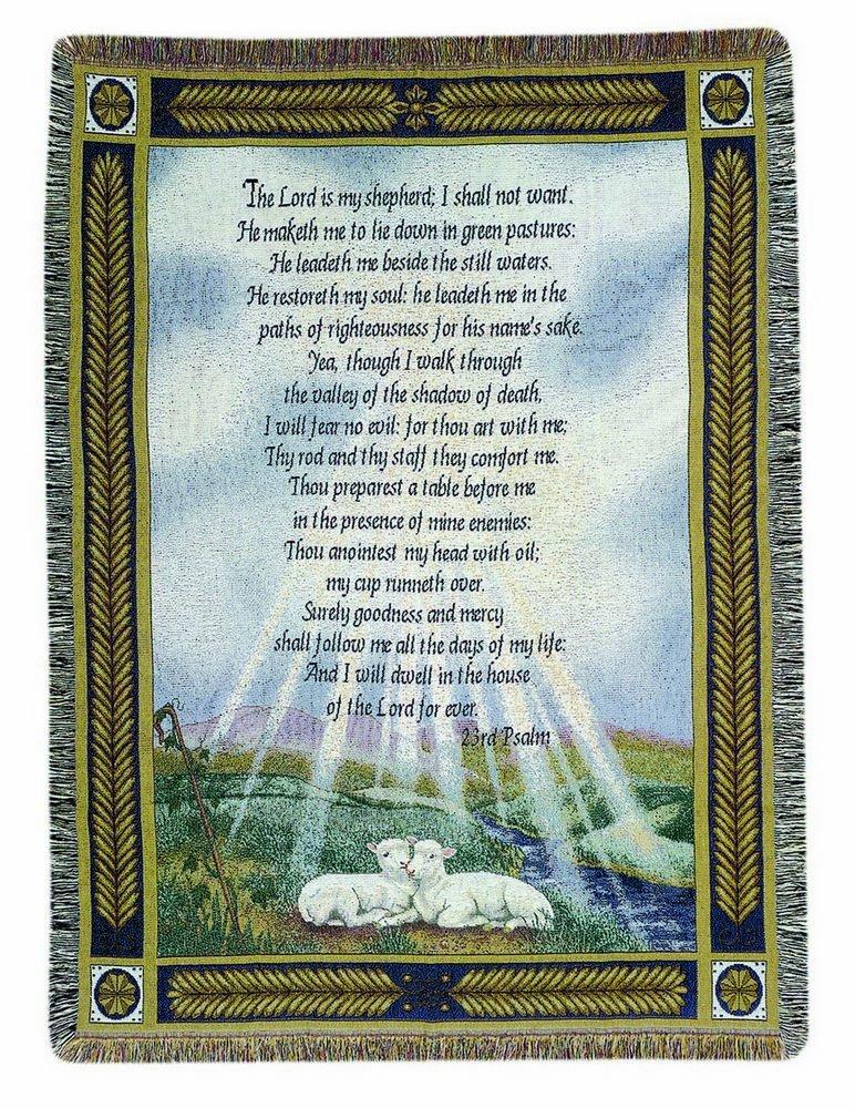 Manual 50 x 60-Inch Tapestry Throw, 23rd Psalm The Lord Is My Shepherd