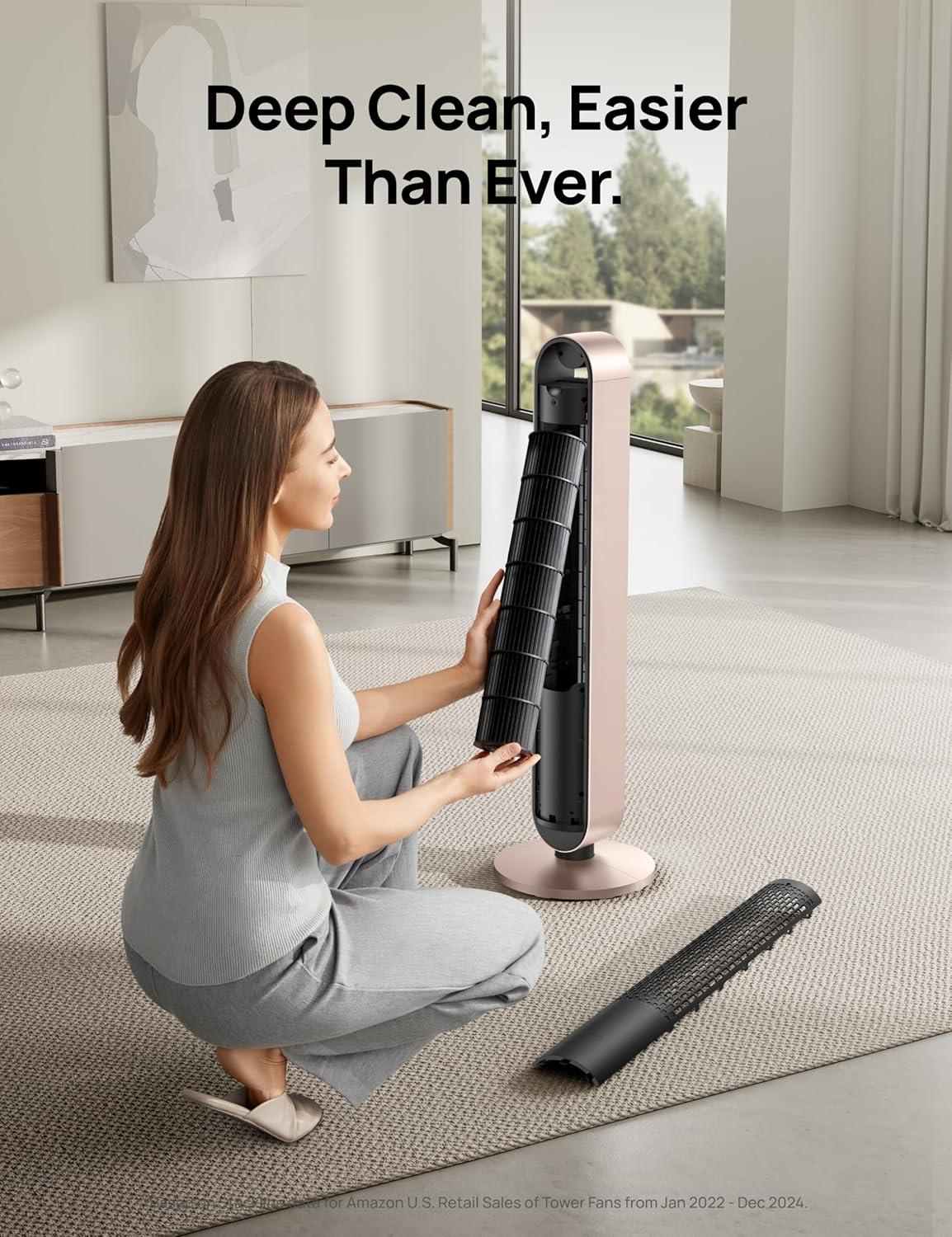 Smart WiFi Bladeless Oscillating Floor Fan with Remote Control