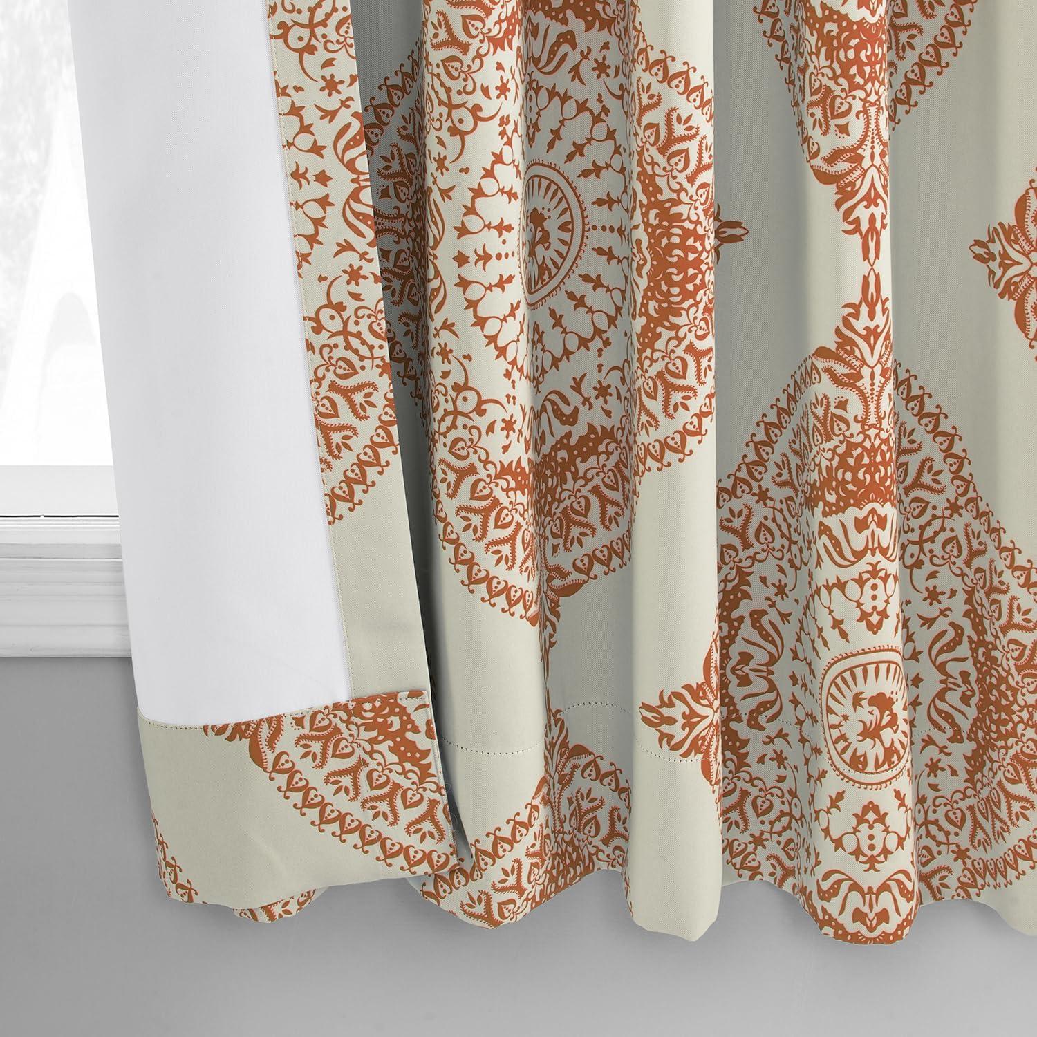 HPD Half Price Drapes Geometric Printed Rod Pocket Room Darkening Curtains for Living Room & Bedroom 50W X 63L, (1 Panel), Henna