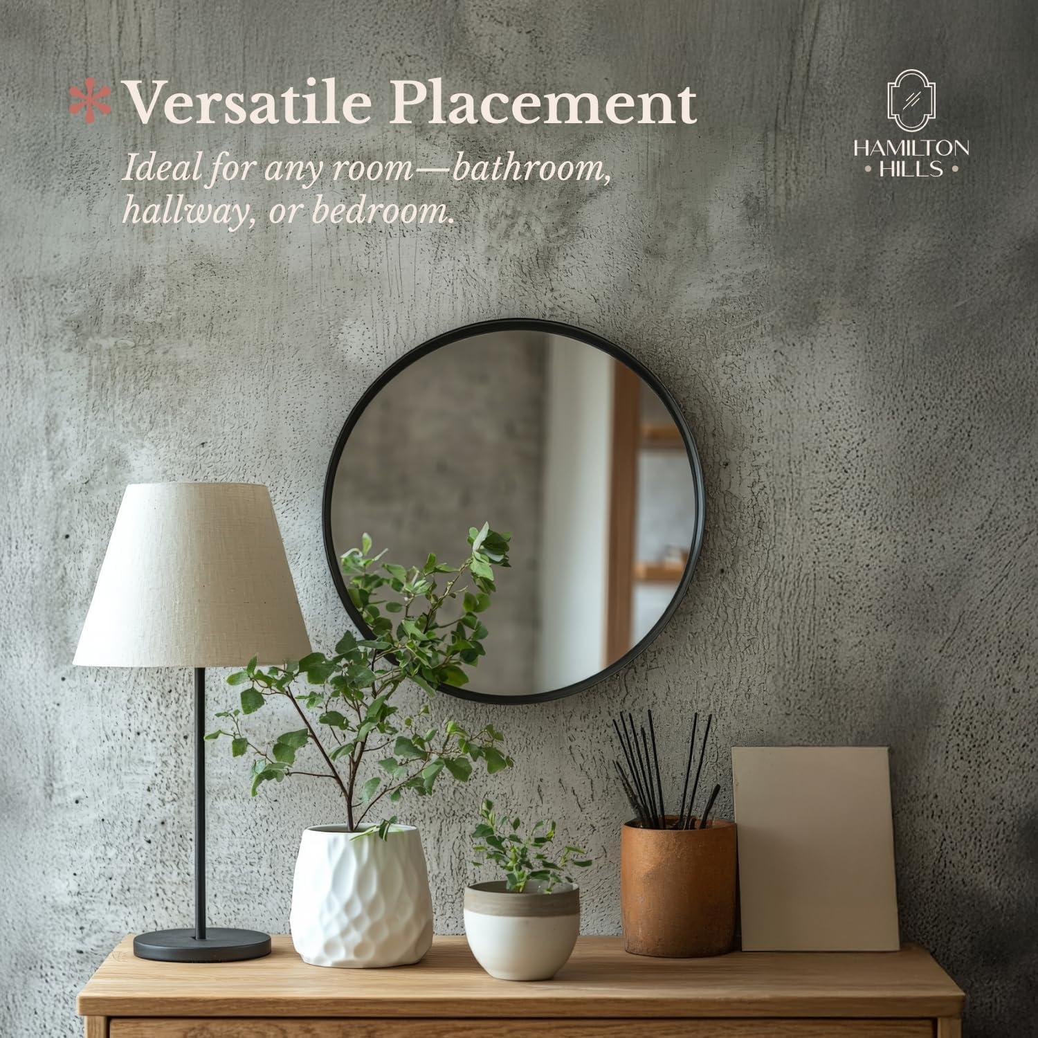 Hamilton Hills 24" Bronze Circle Deep Set Metal Round Frame Mirror Contemporary