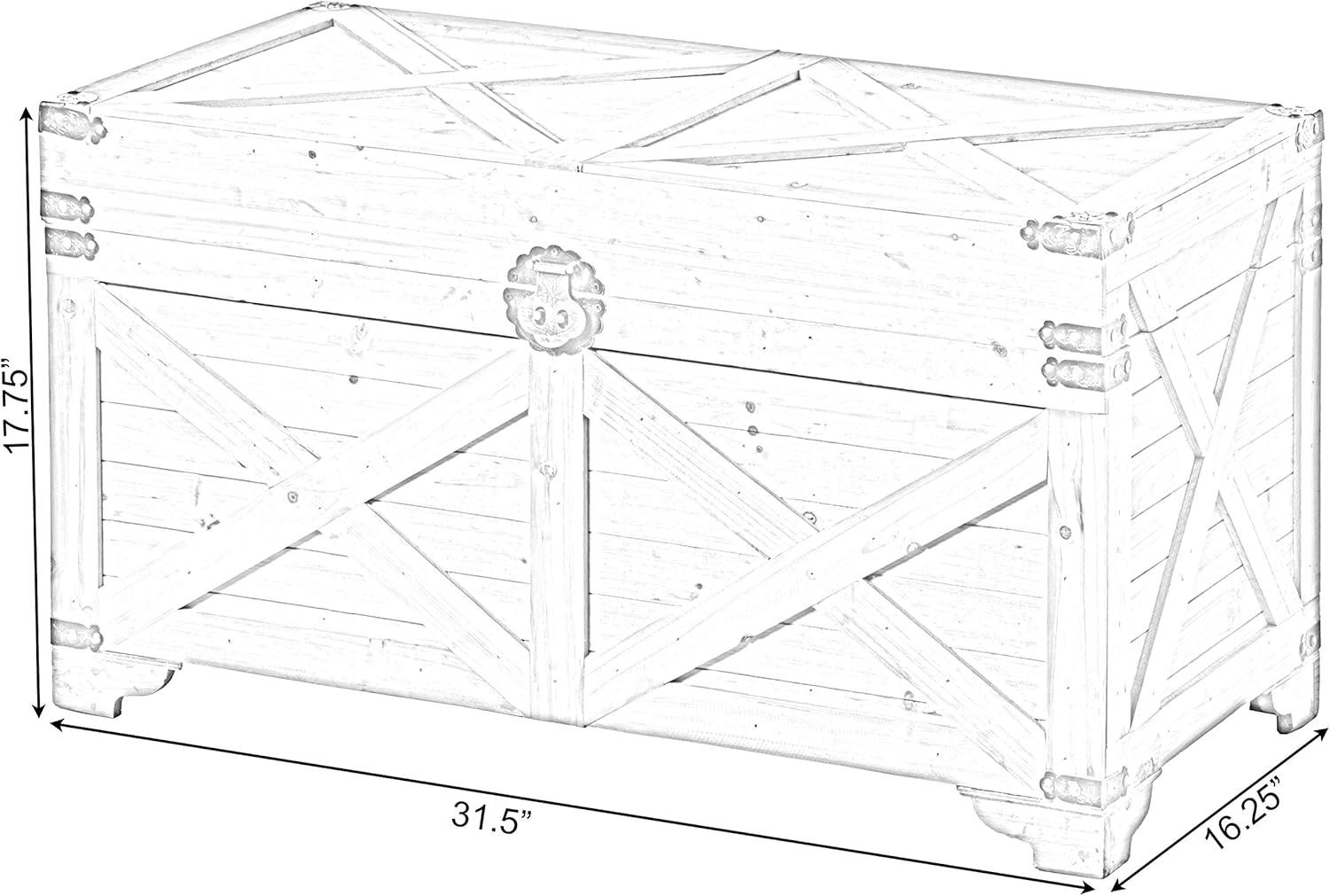 Vintiquewise Barn Design Large Decorative Farmhouse Wooden Storage Trunk Chest