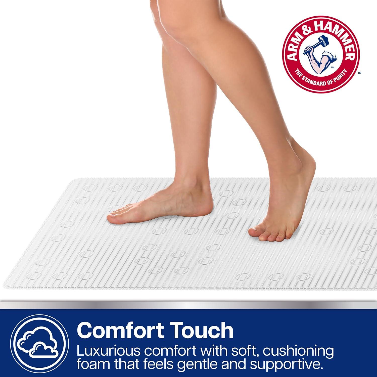 Arm & Hammer Comfort Touch Performance Foam Non-Slip Bath Mat for Showers and Tubs, 17 x 40, White