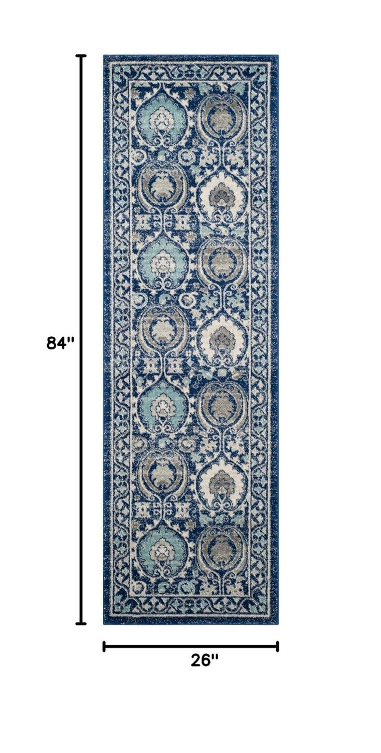 Evoke EVK251 Power Loomed Runner Rug - Blue/Ivory - 2'2"x7' - Safavieh.