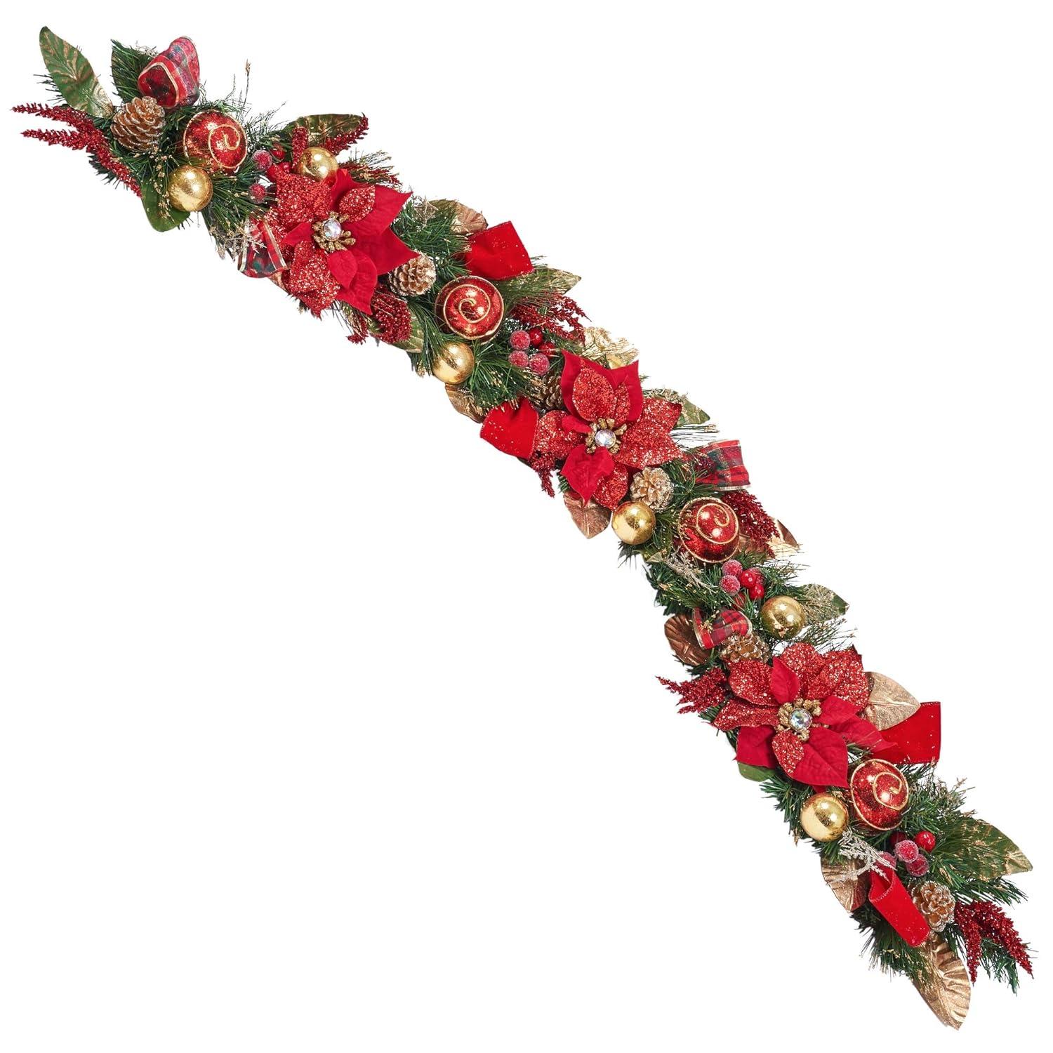 Capiz Silver White Christmas 60'' in. Faux Poinsettia Garland