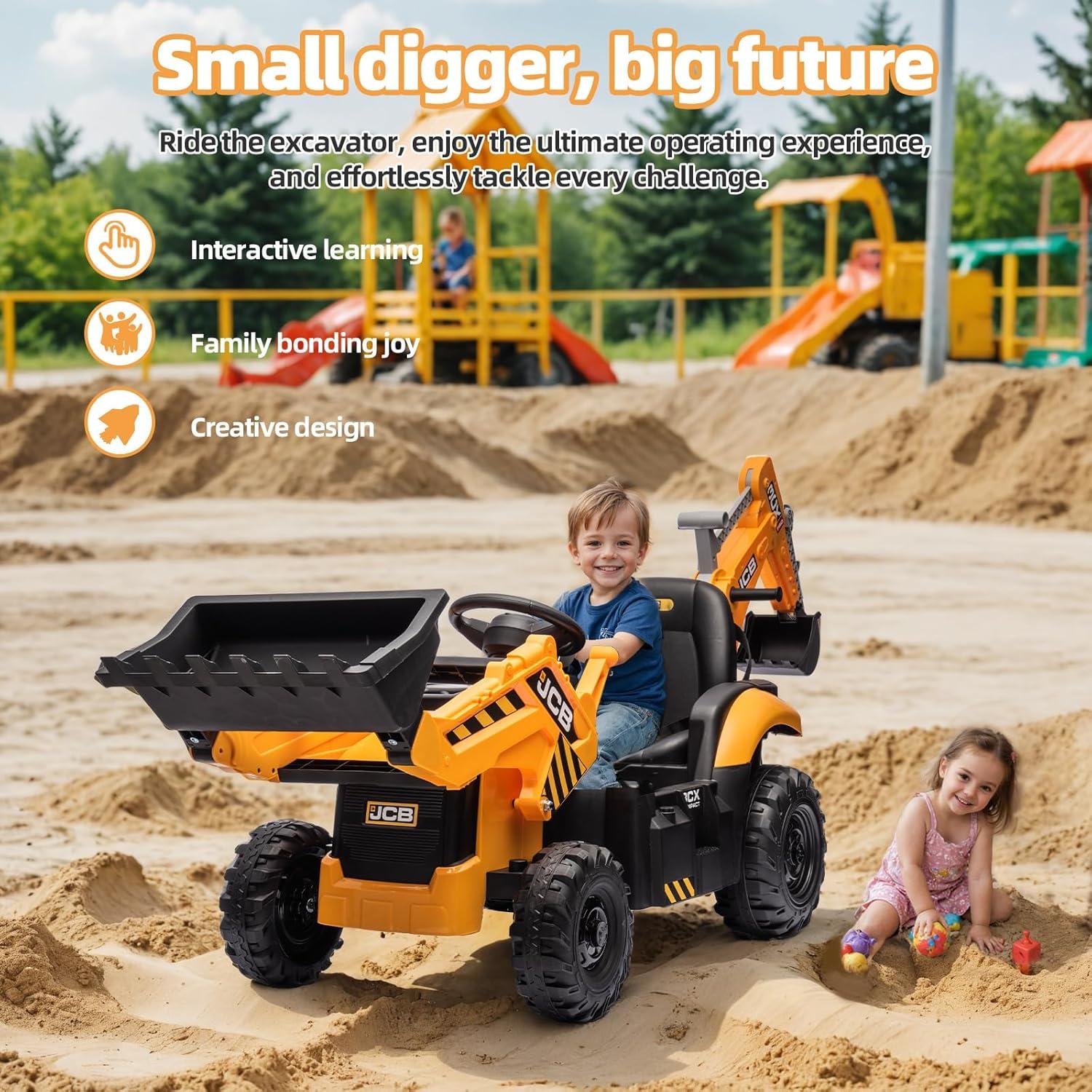 NEECHIPRO Licensed JCB Excavator Ride-on Tractor Toy Digger,24V 400W 3mph Toy Car for Children 3-6 Old, Yellow