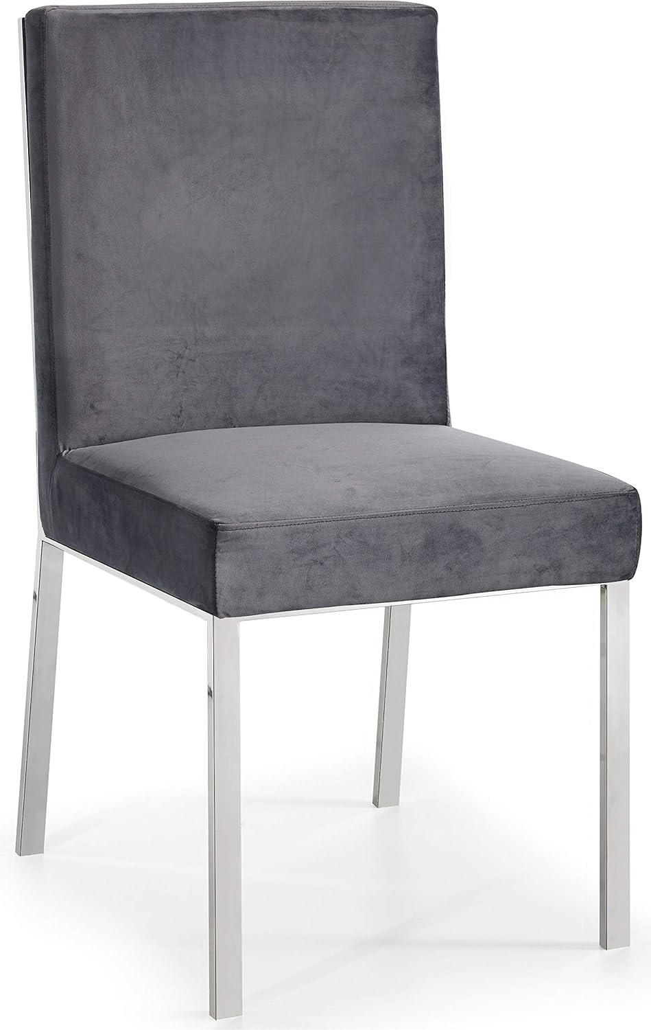 Opal Gray Velvet Dining Chair with Chrome Legs