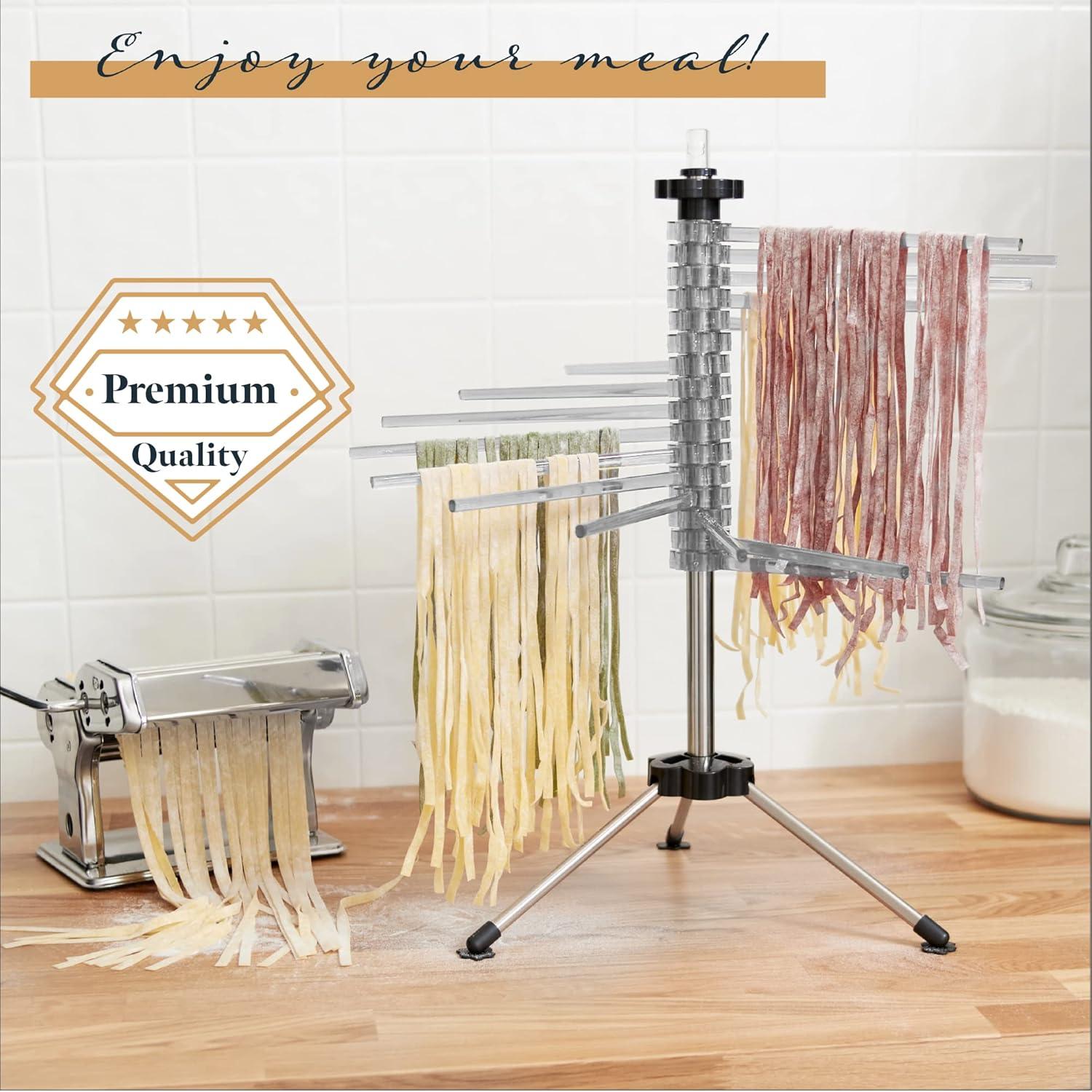 GOURMEO Collapsible Drying Rack for Fresh Pasta & Spaghetti Noodles, Transparent