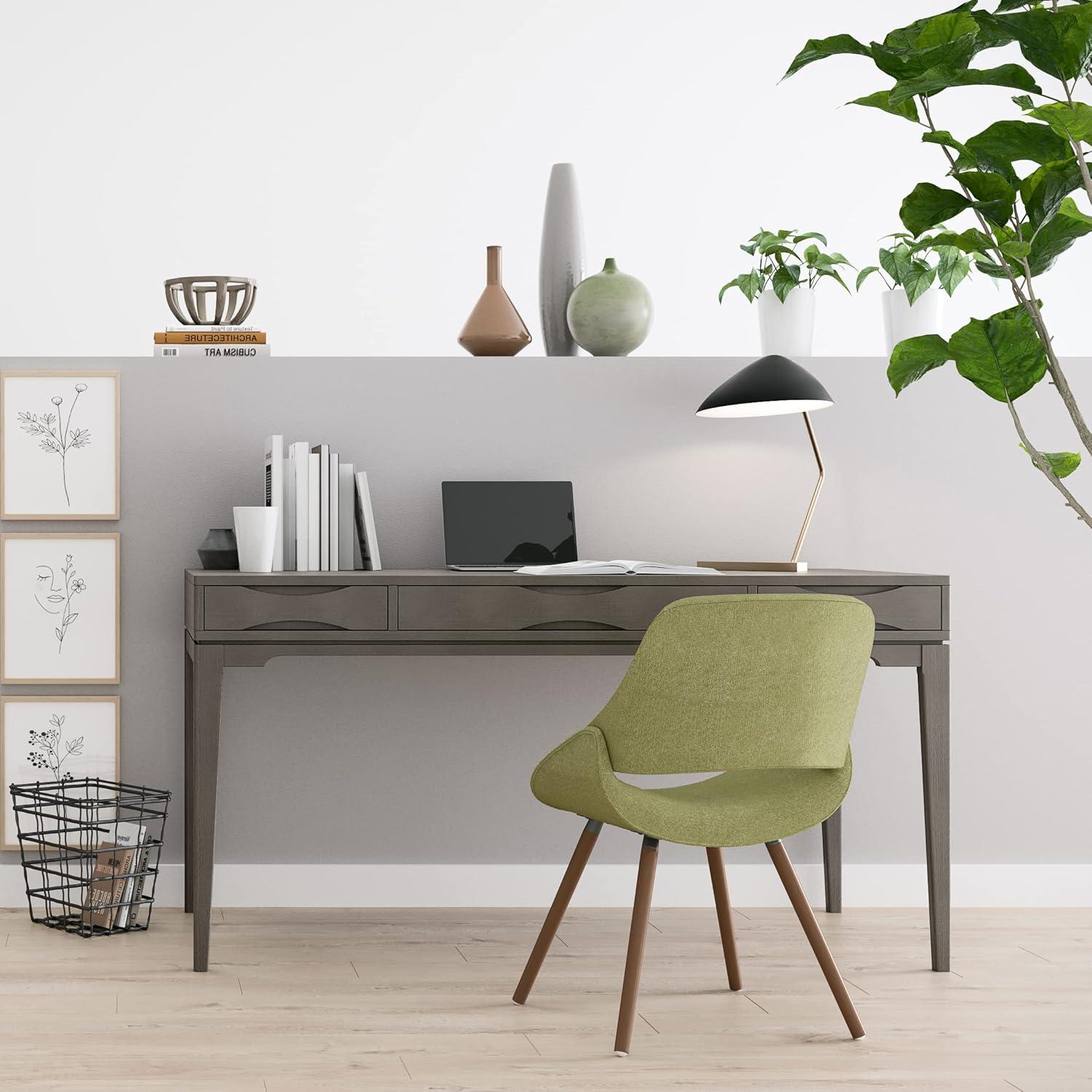 Generous Farmhouse Grey Solid Hardwood Desk with Keyboard Tray