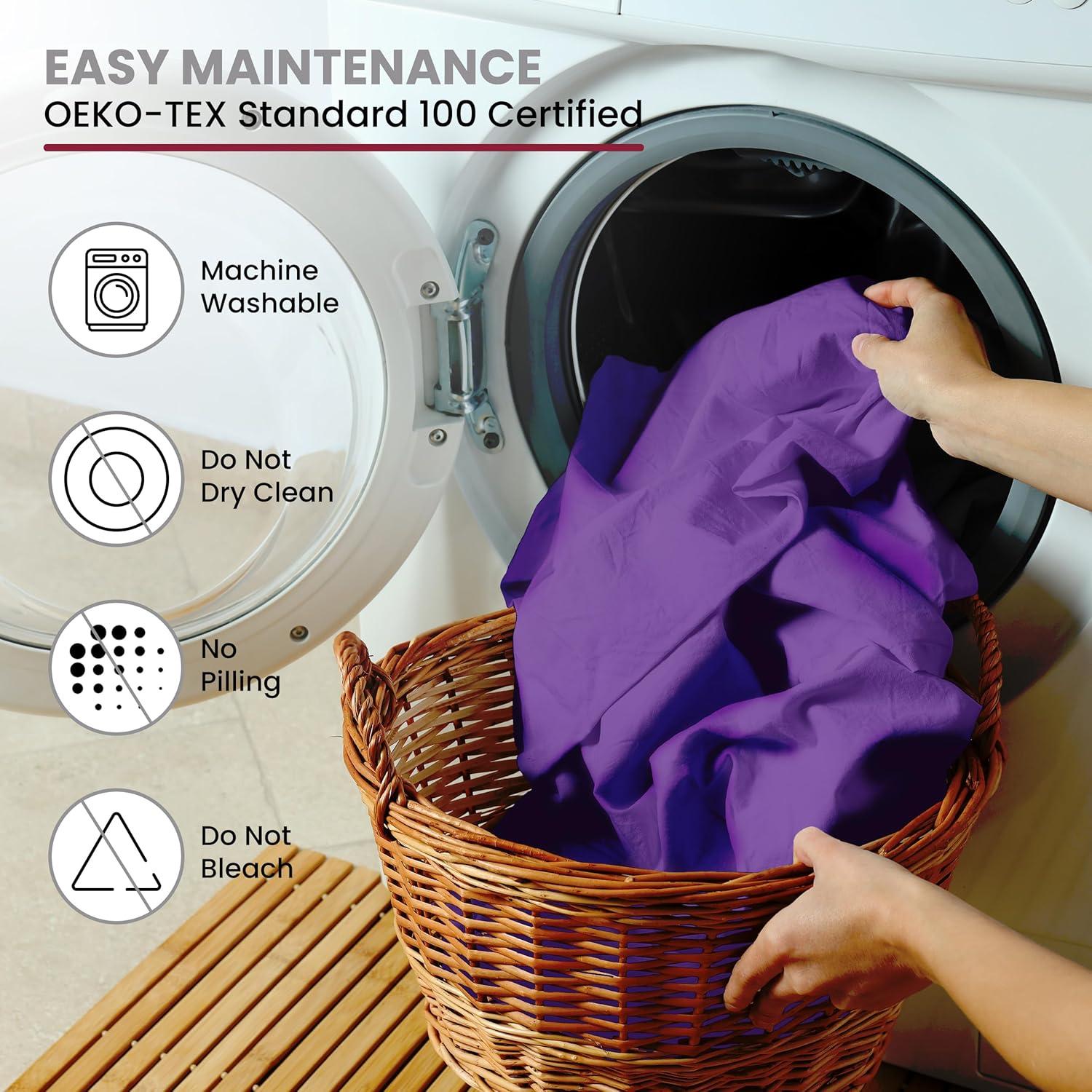 Twin 3 PC Piece Rayon From Bamboo Sheets Solid Deep Pocket Sheet Set - Purple