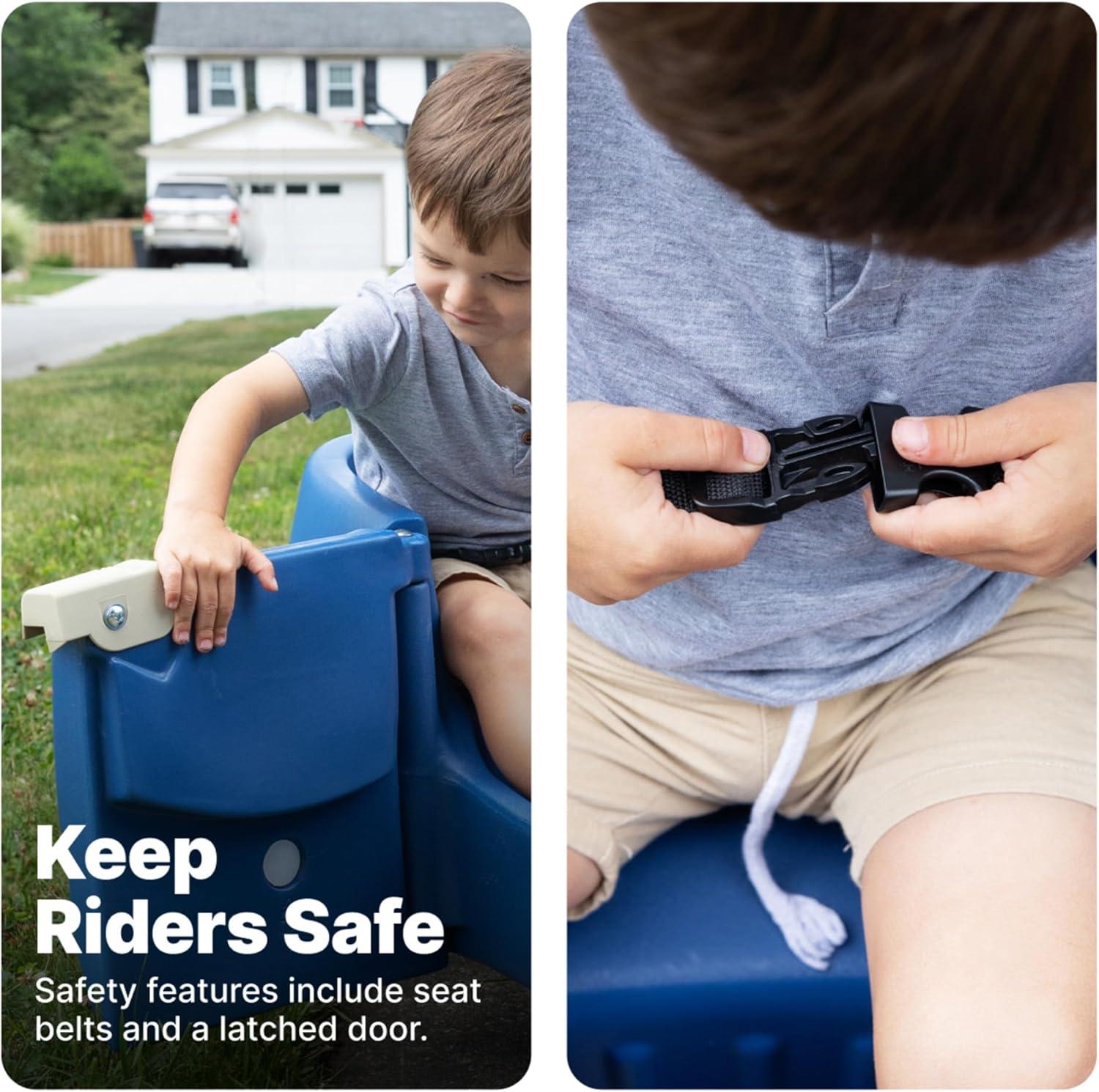 Step2 Wagon for Two Plus Blue Foldable Wagon for Kids with Seats