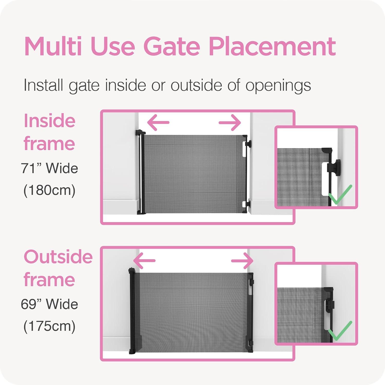 Perma Child Safety 71 in. Wide x 33 in. Tall Gray Retractable Baby Gate