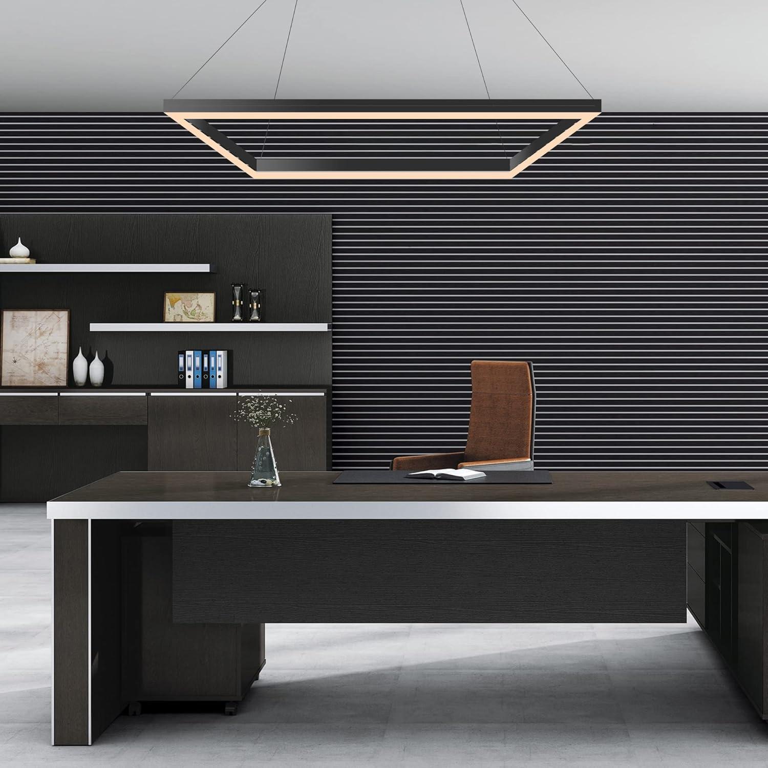 Nero 23.63" Square Contemporary Modern Metal Integrated LED Pendant Light, Black