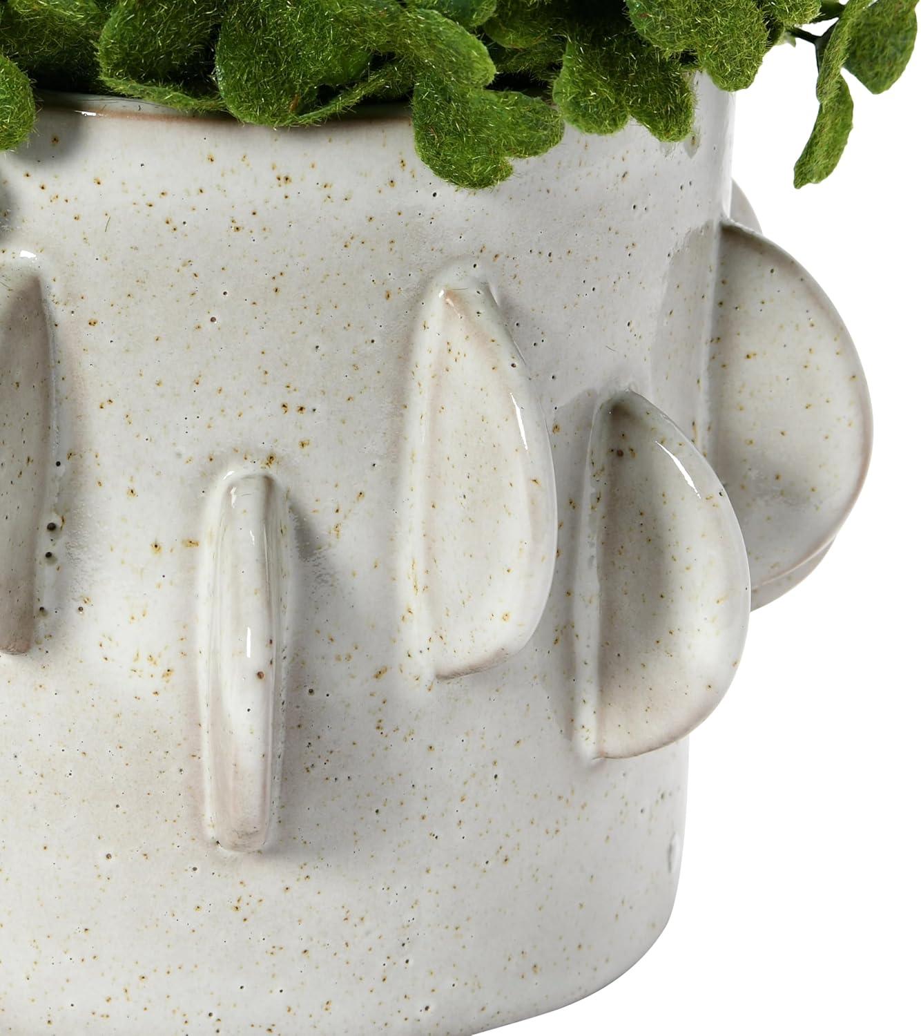 Bloomingville Handmade Stoneware Planter with Reactive Glaze and Antique Finish, White