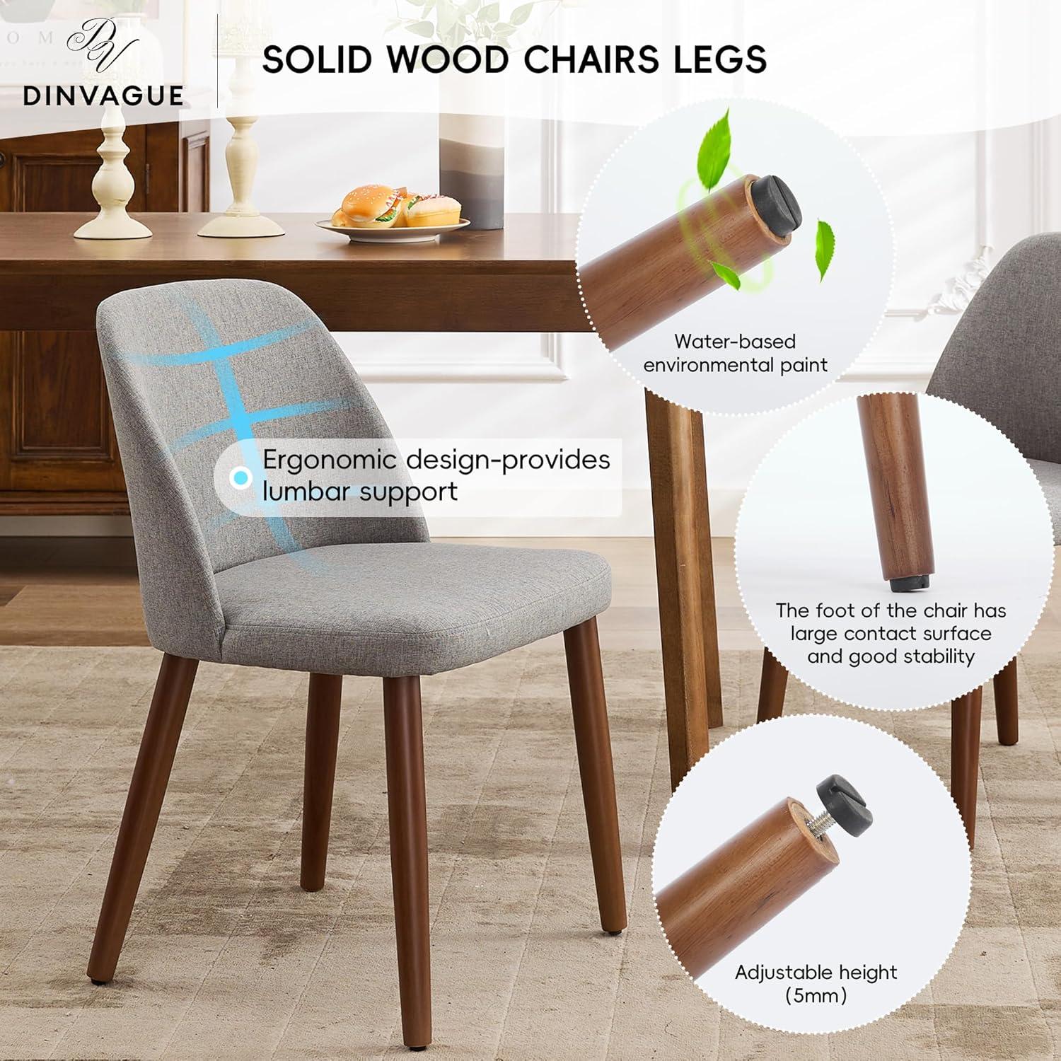 Dining Chairs Set of 2,Dining Chairs with Fabric Upholstered and Solid Wood Legs,Kitchen Side Chair,Thick Cushions Seat,Easy Assembly for Dining Room Living Room Bedroom (Beige)