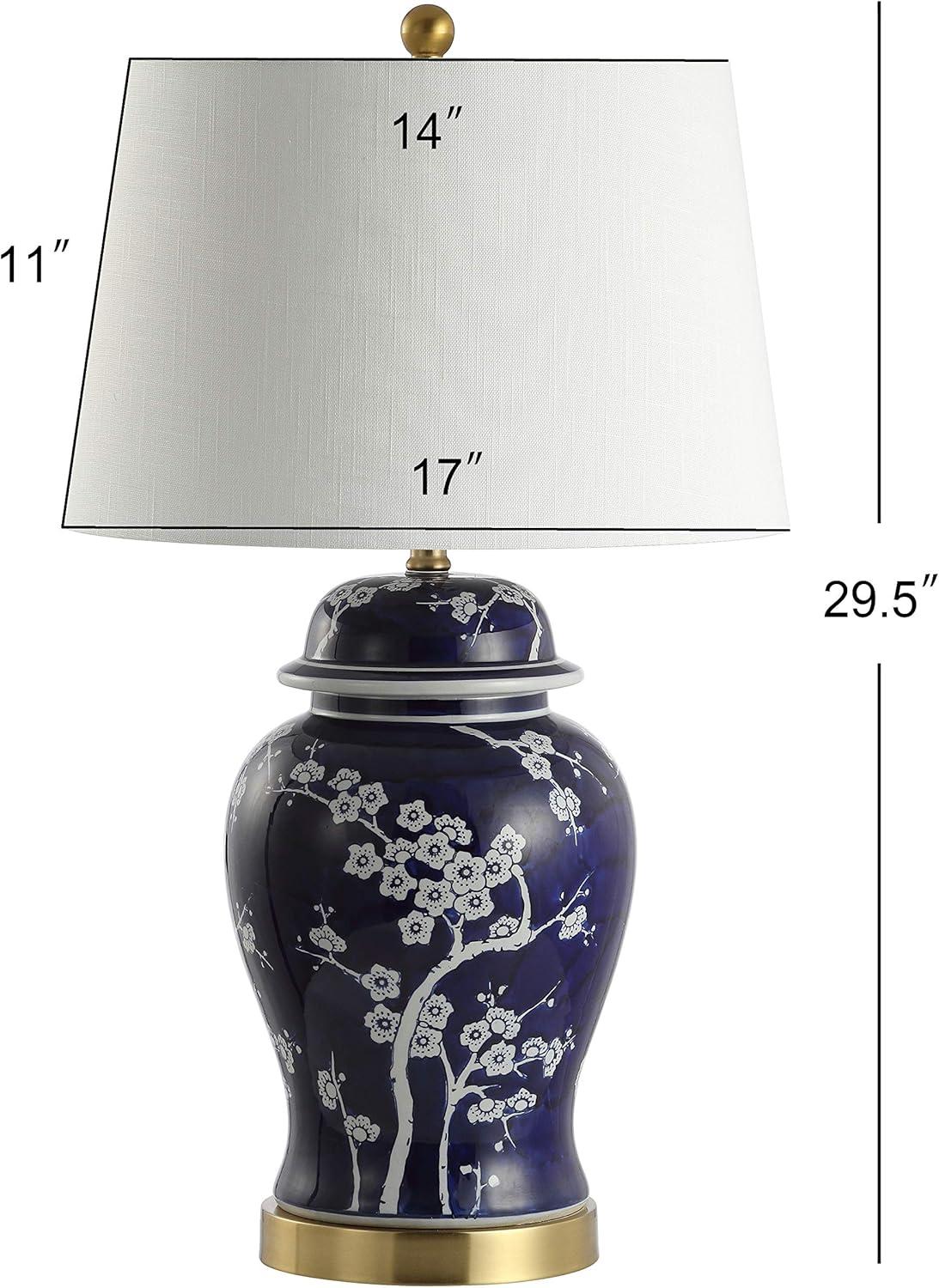 Gracie 29.5" White and Navy Ceramic Ginger Jar Table Lamp