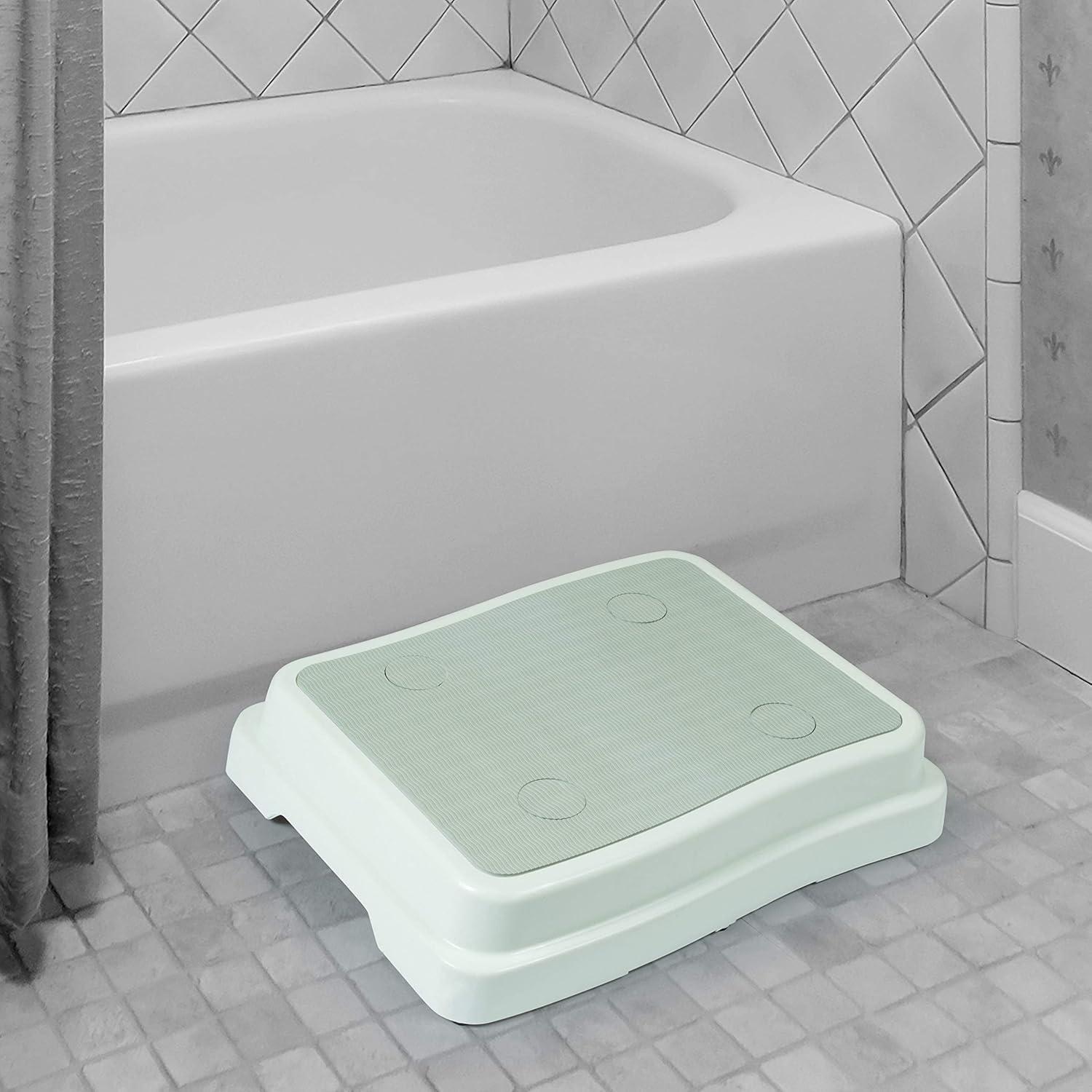 Stackable 4-Inch Bathroom Safety Step with Rubber Top