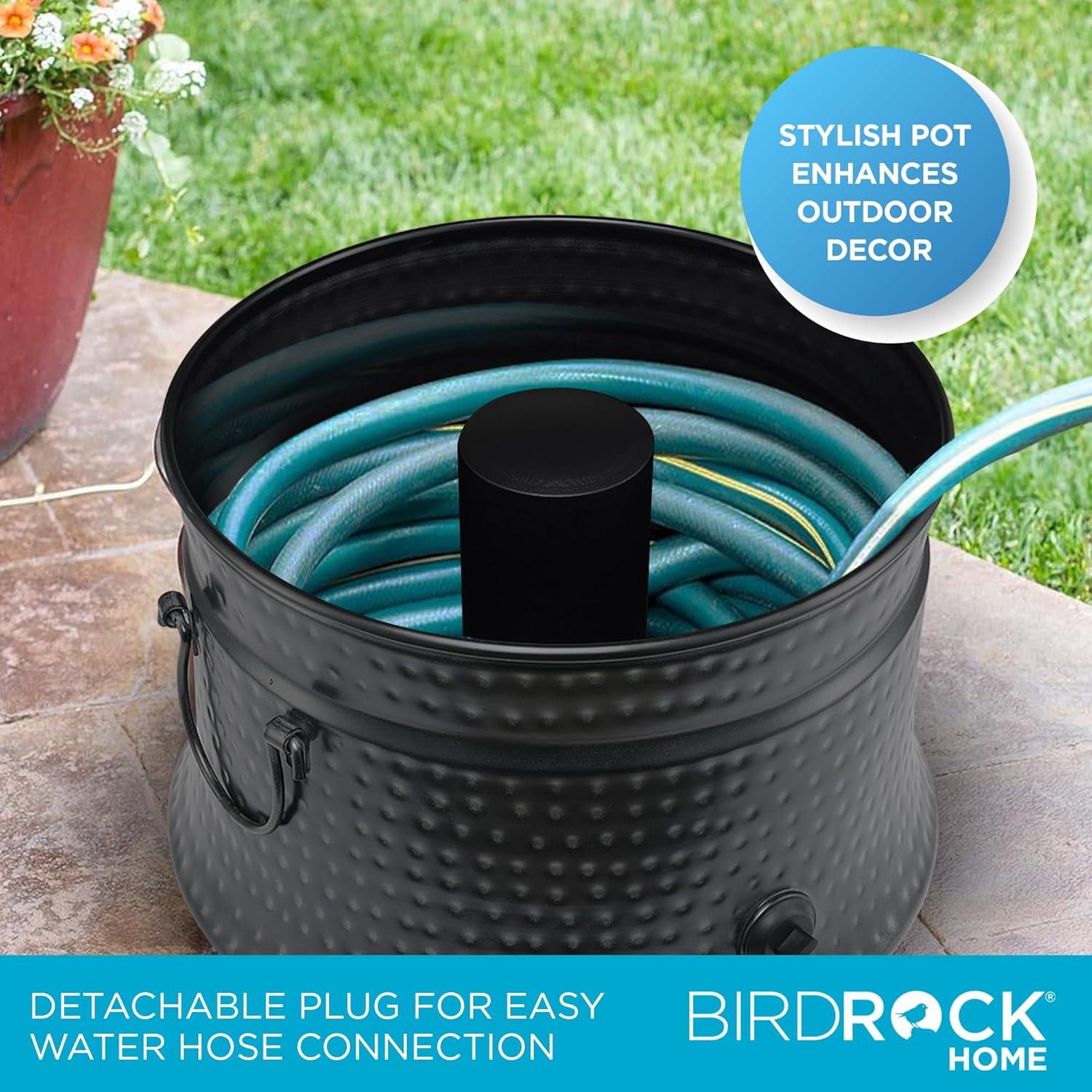 Charcoal Alloy Outdoor Water Hose Holder Pot with Lid