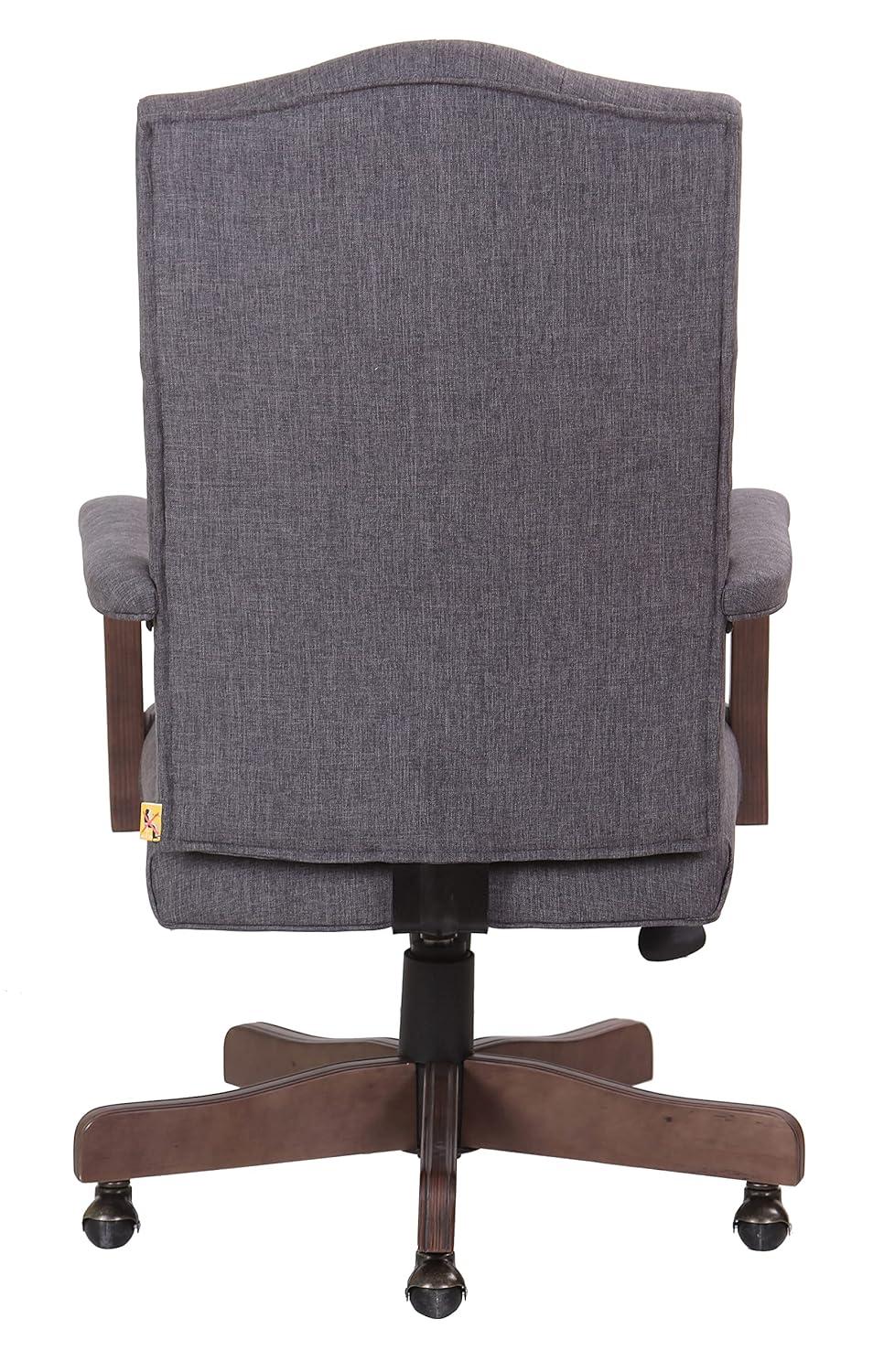Traditional Executive Chair Slate Gray - Boss Office Products: Driftwood Base, Brass Castors, Pneumatic Lift