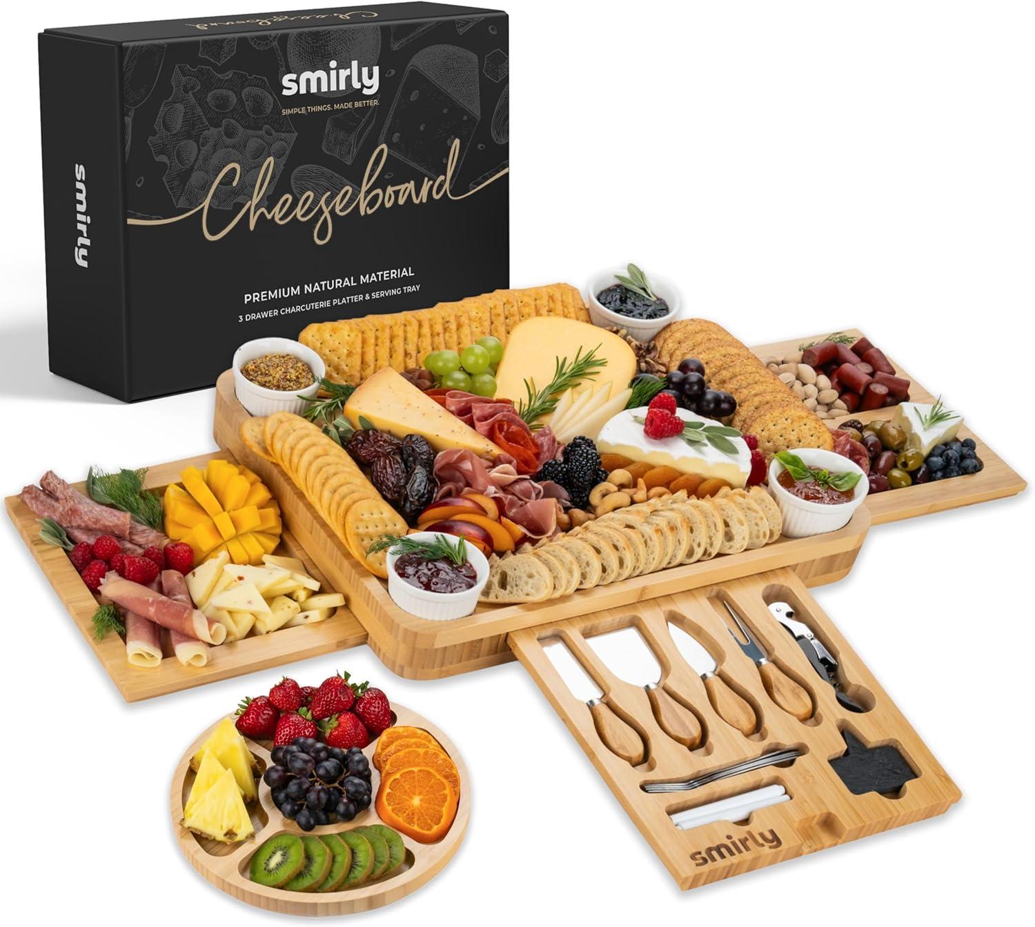 Large Bamboo Charcuterie and Cheese Board Set with Accessories