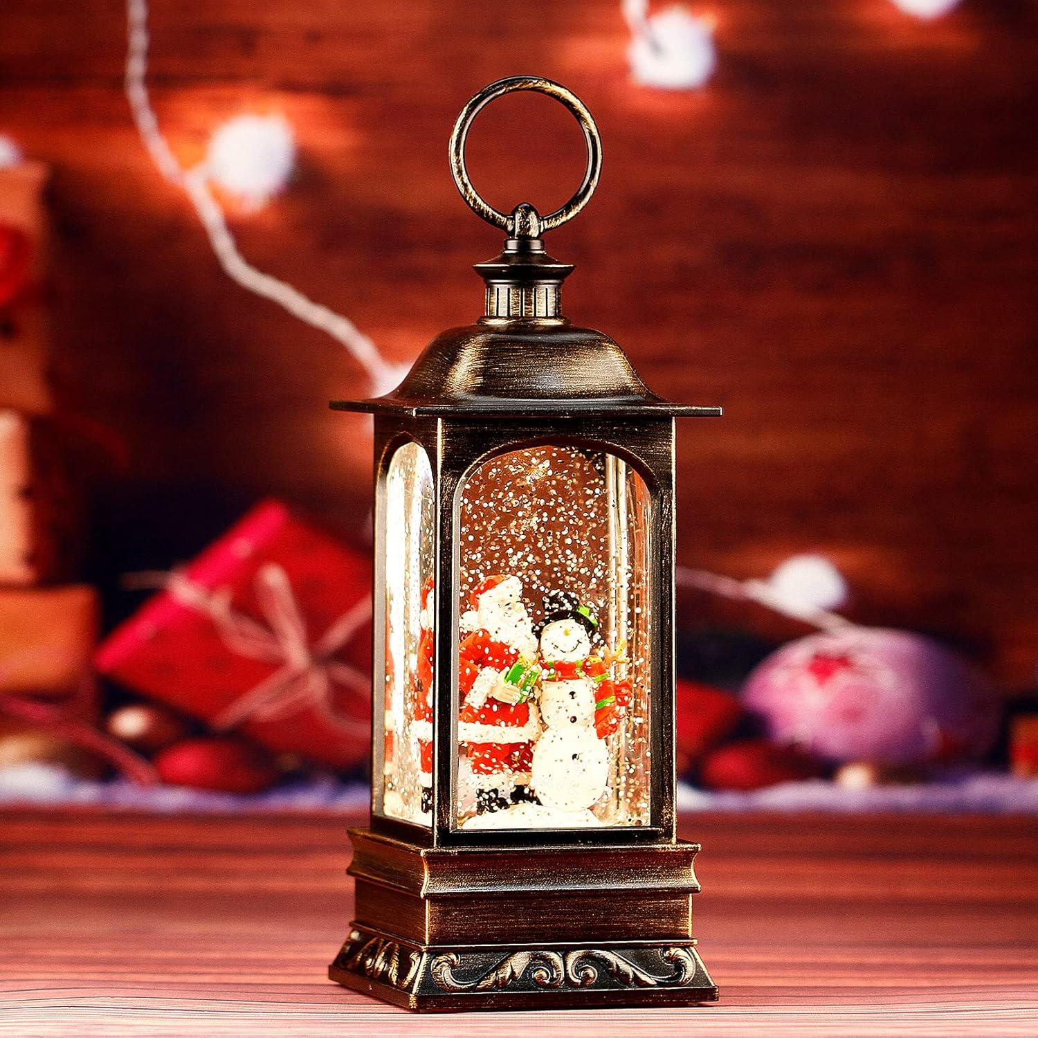 The Holiday Aisle® 2024 Christmas Decor Snow Globe Lantern - Glittering, Plug-in/3 AA Battery/USB Powered