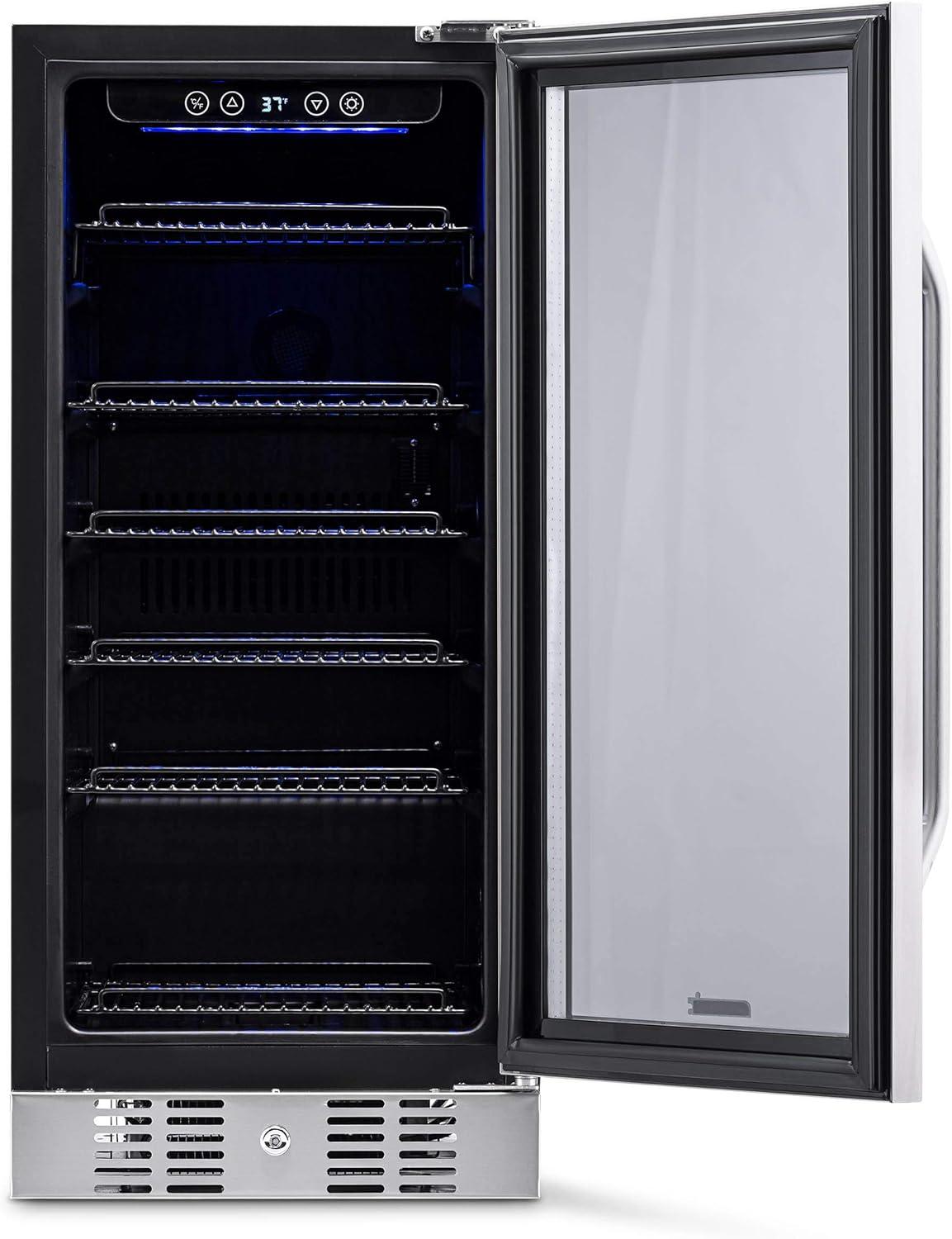 Newair 15" Built-in 96 Can Beverage Fridge in Stainless Steel with Precision Temperature Controls