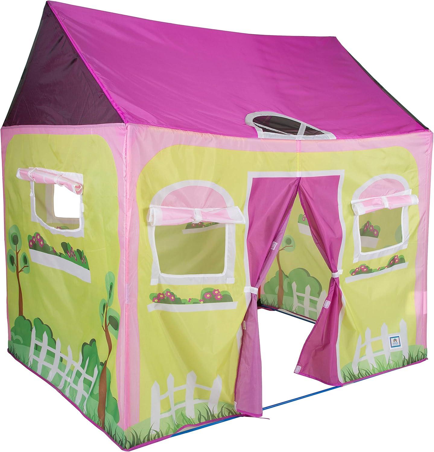 Pink and Yellow Cottage House Kids Play Tent 58" x 48"