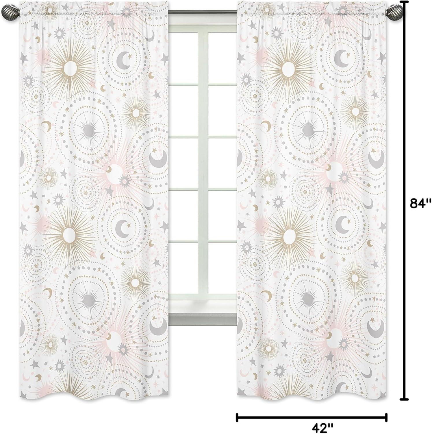Sweet Jojo Designs Celestial Geometric Semi-Sheer Rod Pocket Curtains/Drapes (Set of 2)