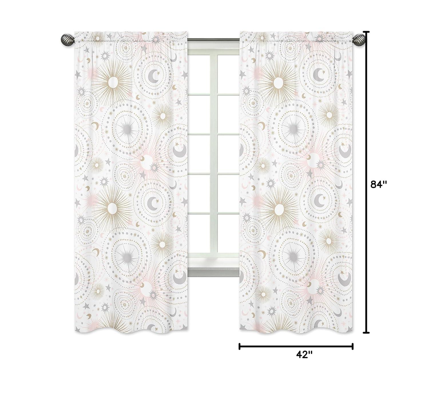 Sweet Jojo Designs Celestial Geometric Semi-Sheer Rod Pocket Curtains/Drapes (Set of 2)