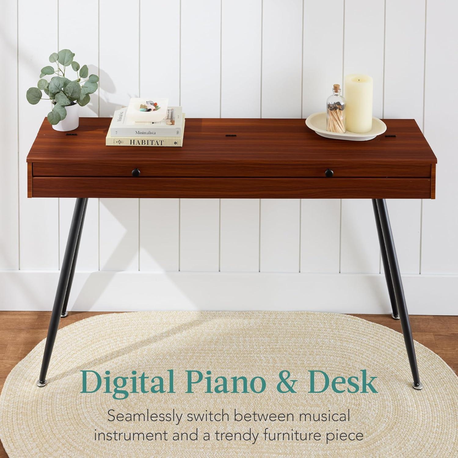 Best Choice Products Best Choice Product Modern 88 Key Fully Weighted Desk Style Digital Piano w/ Metal Legs, 3 Sustain Pedal - Natural