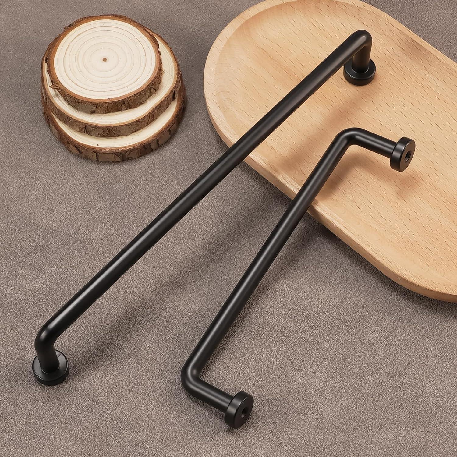 Matte Black Zinc Modern Cabinet Bar Pulls with Mounting Hardware