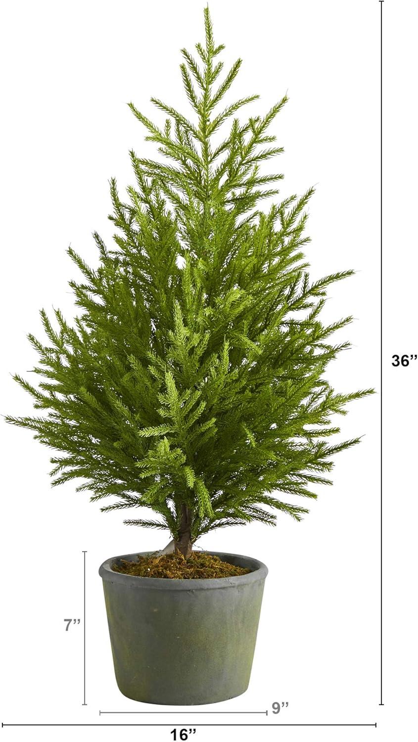 Nearly Natural 3’ Norfolk Island Pine “Natural Look” Artificial Tree in Decorative Planter