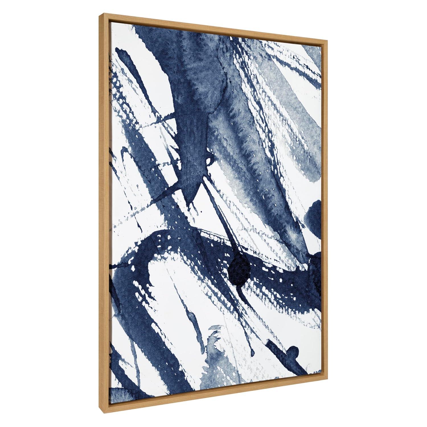 Kate & Laurel All Things Decor 31.5"x41.5" Sylvie Indigo Watercolor Framed Wall Art by Amy Peterson Natural Modern Blue Abstract Wall Art