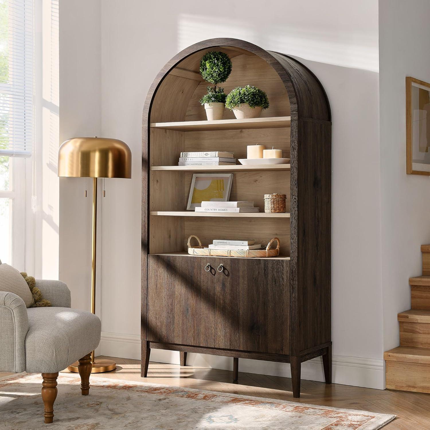 Modway Nolan 74" Tall Arched Storage Display Cabinet Bookshelf