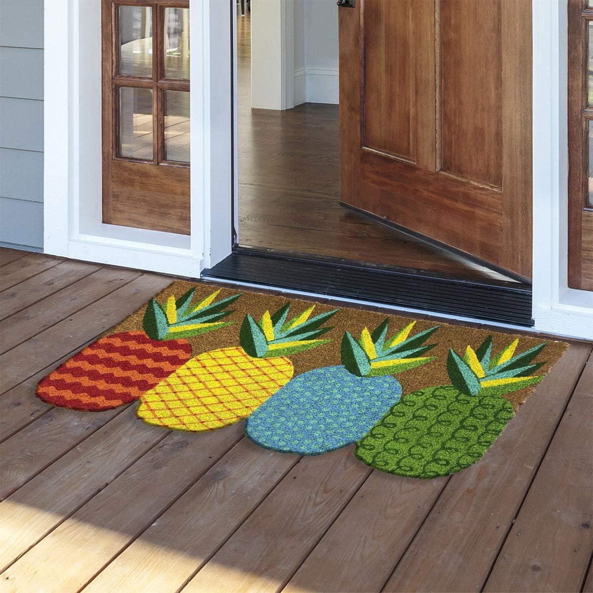 Colorful Pineapple Coir Outdoor Doormat with Rubber Backing