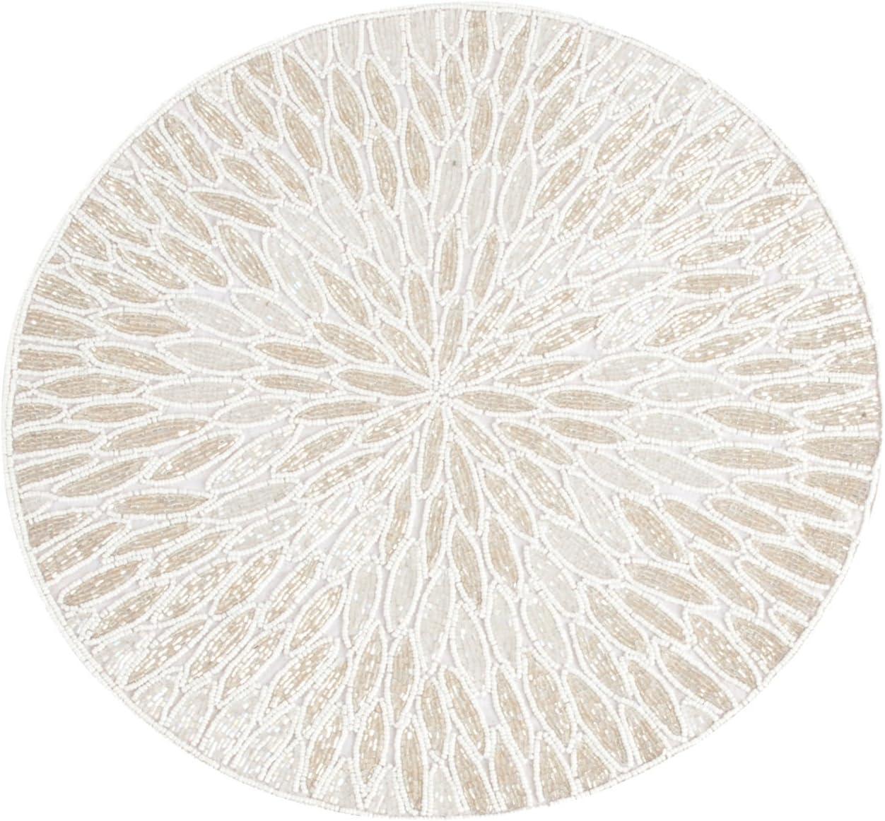 White Beaded Round Placemats Set of 4