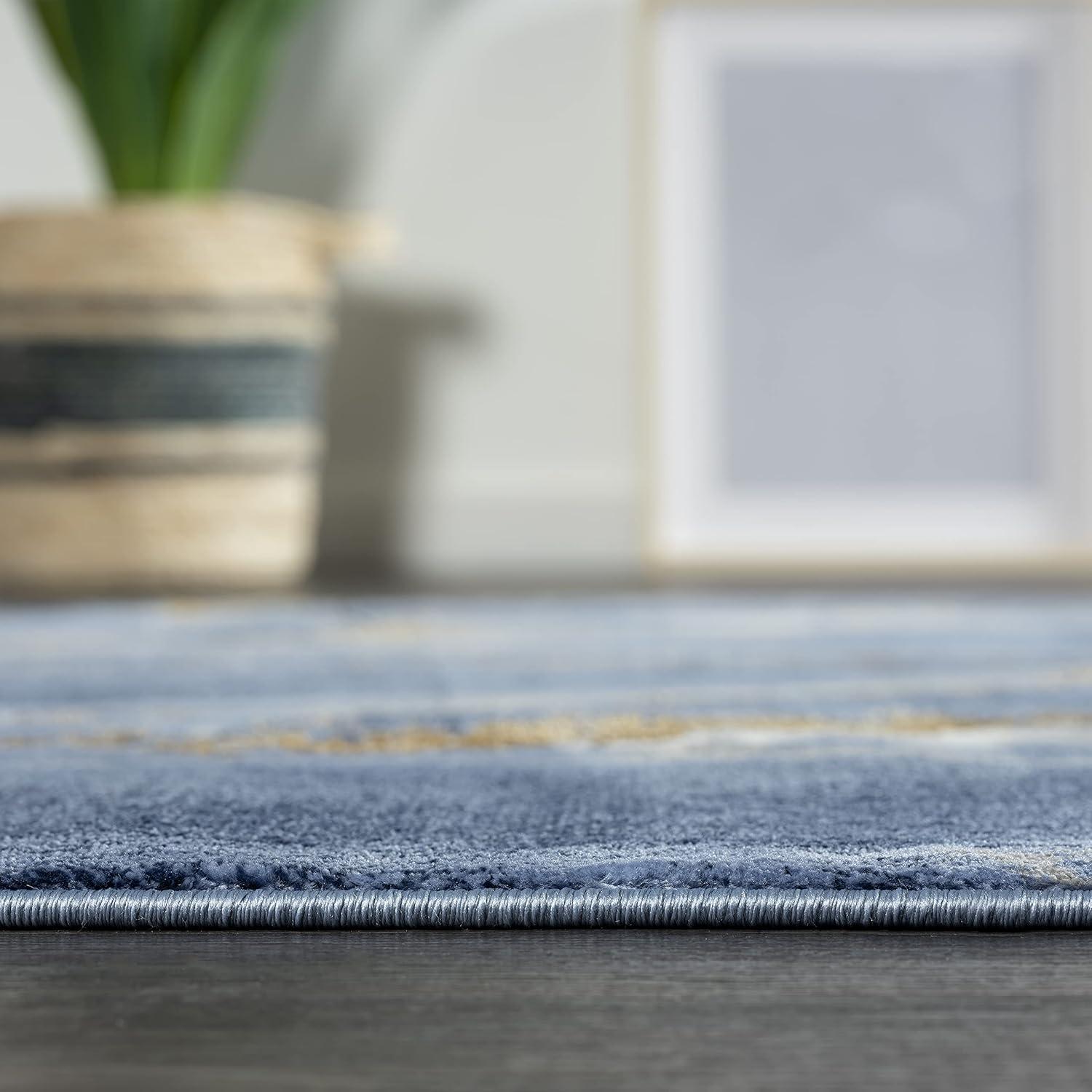 Abani Contemporary Abstract Turkish Area Rug, Laguna Collection Grey & Yellow Modern 2'3¨ x 12' Rectangle Accent Rugs